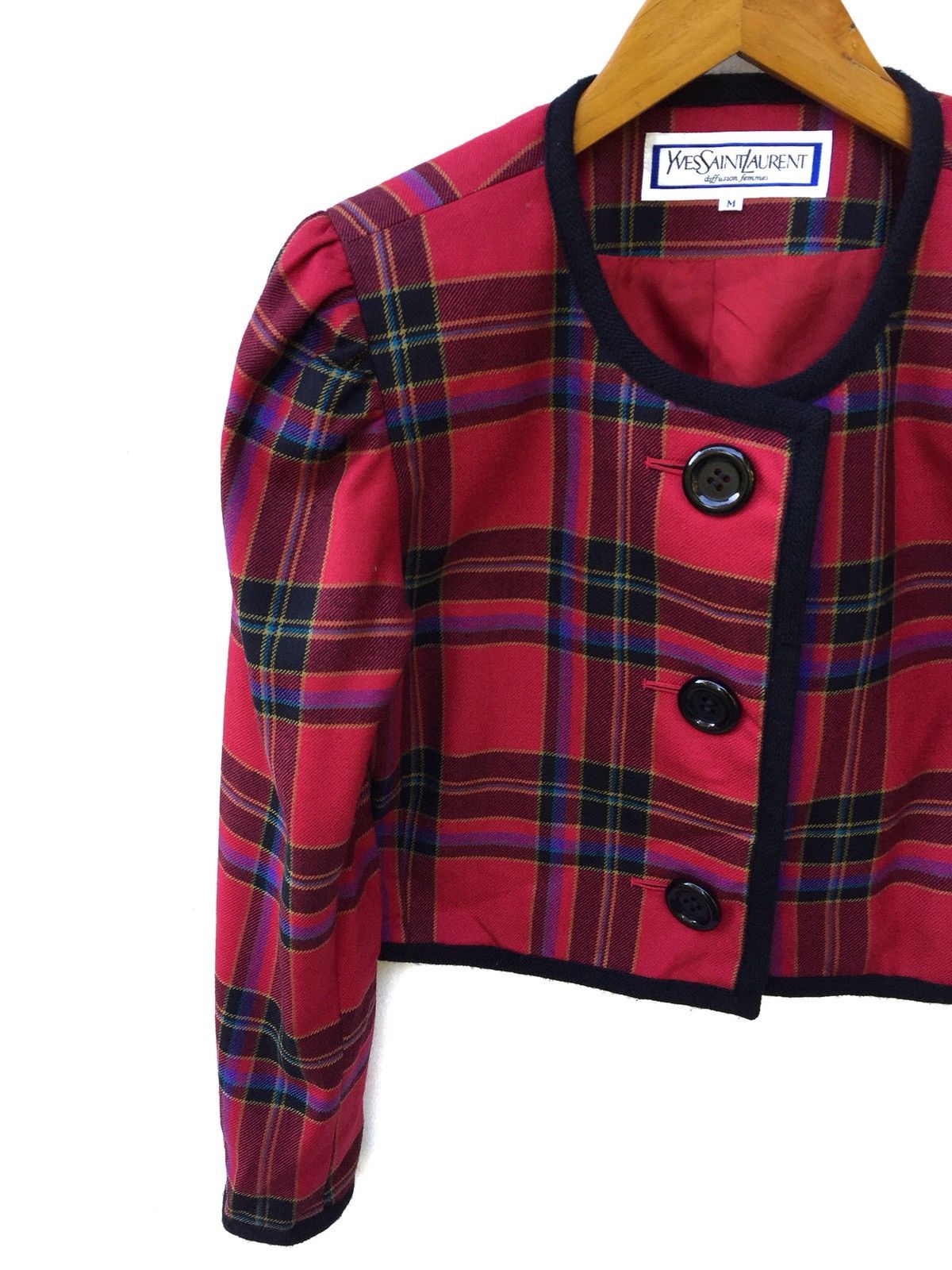 Yves Saint Laurent Vintage Yves Saint Laurent Wool Checkered Jacket Size M / US 6-8 / IT 42-44 - 3 Thumbnail