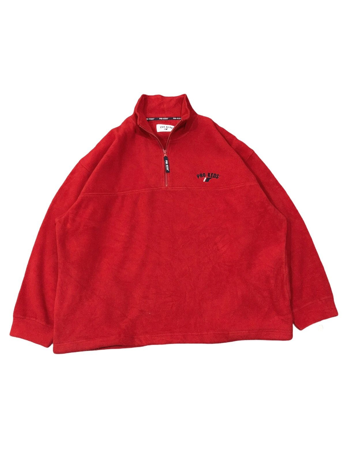 image of Vintage Pro Keds Fleece Pull Over Sweater in Red, Men's (Size Large)