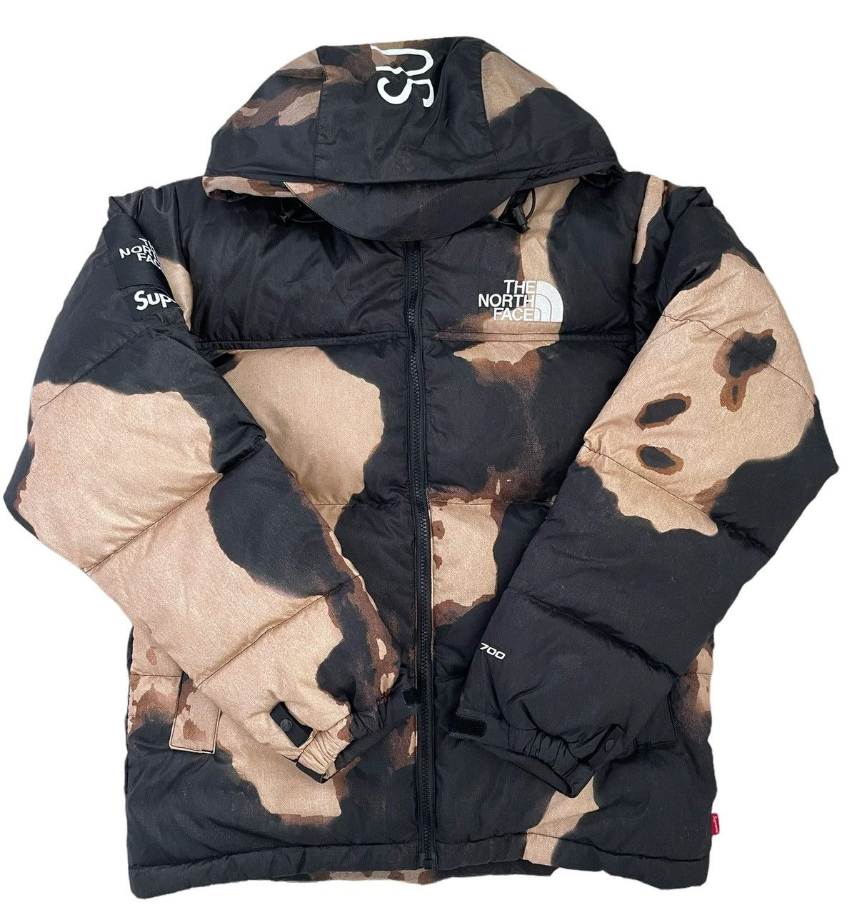 Supreme The North Face Bleached Denim Print Nuptse Jacket