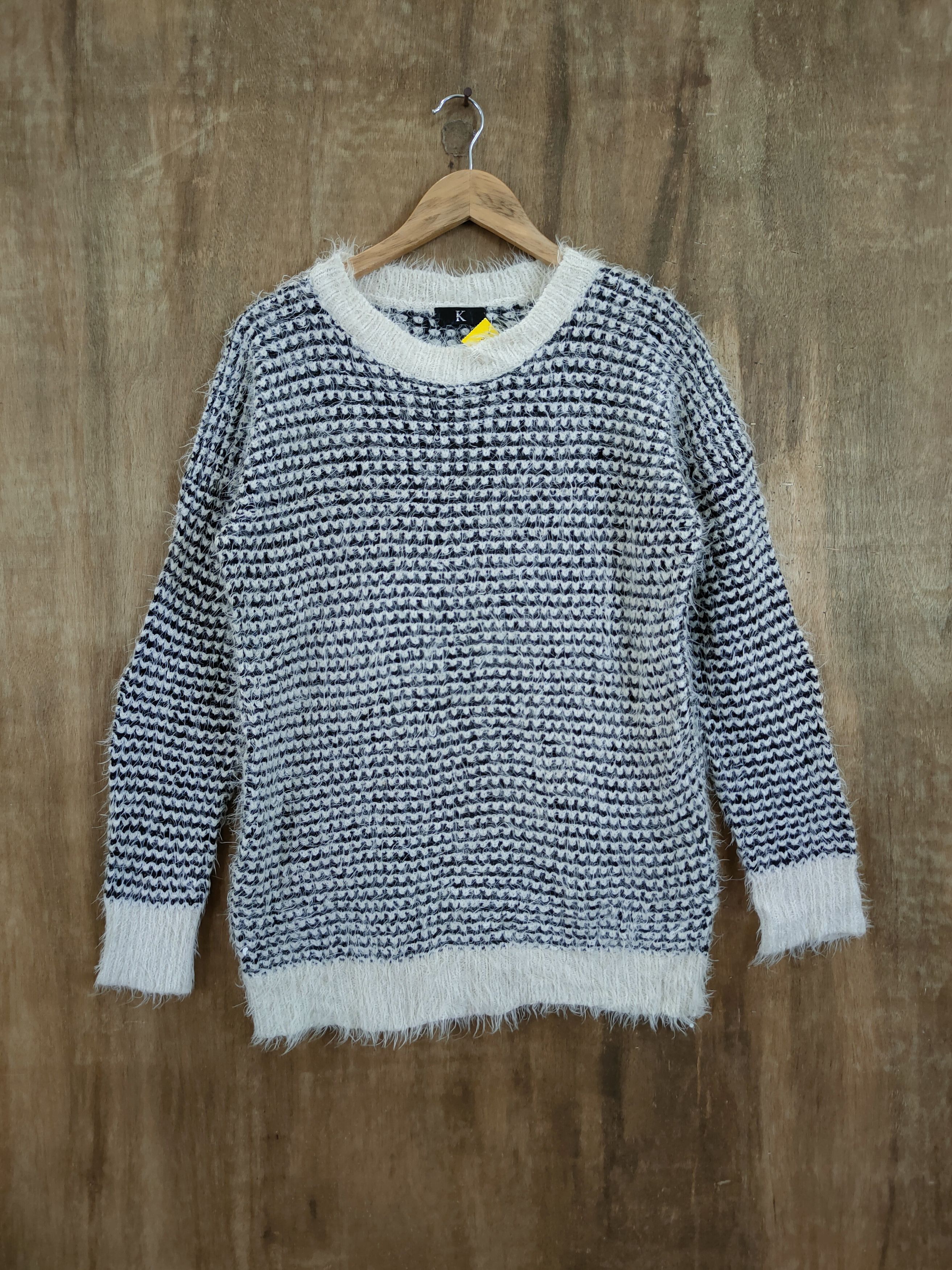 image of Homespun Knitwear K Japan Meticulous Mohair Shag Shaggy Fur Knitwear 46-1011 in Checkered (Size Med