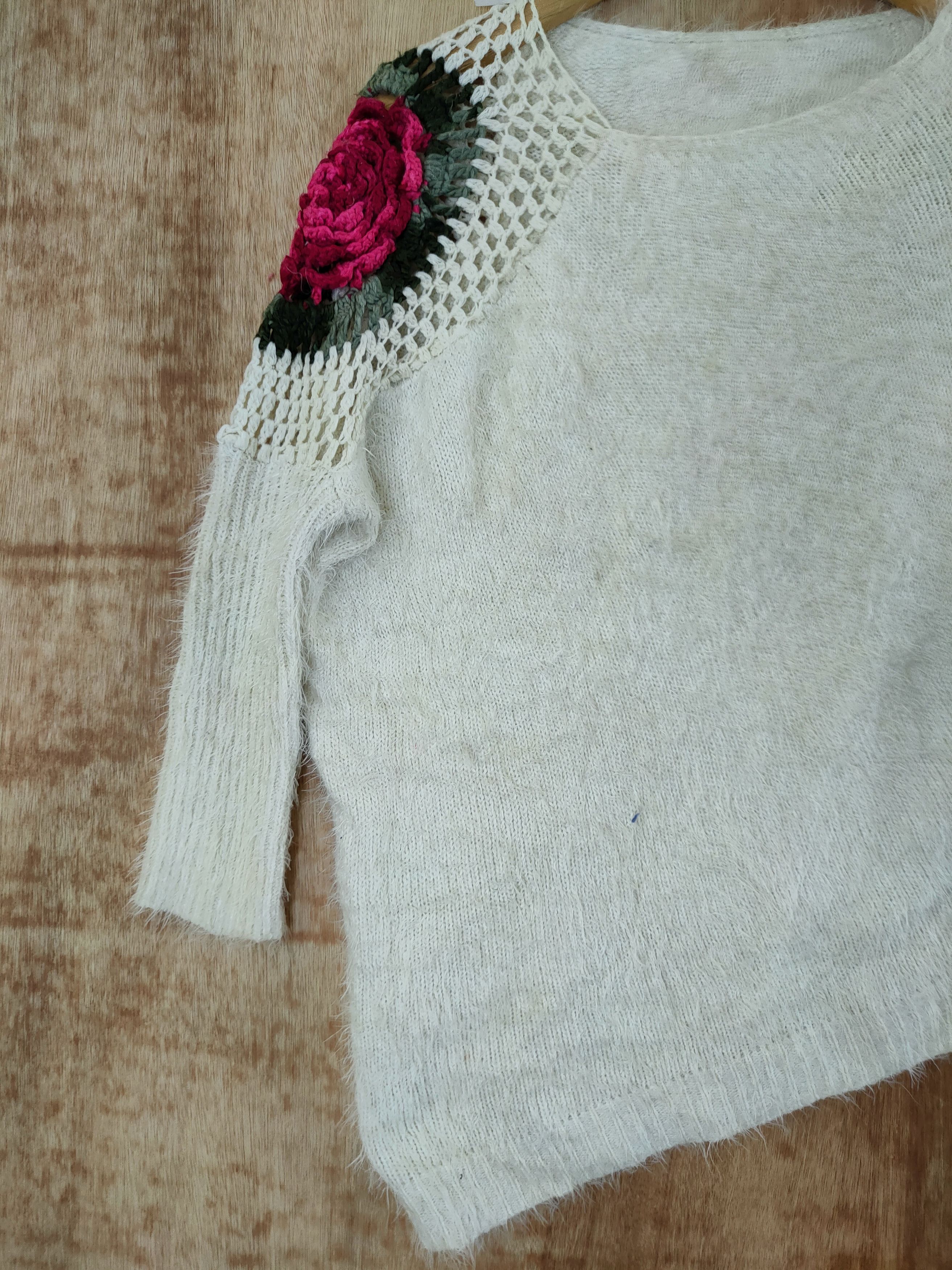 Vintage D Japan Rose mohair fur shaggy knitwear japan #46-534 Size M / US 6-8 / IT 42-44 - 2 Thumbnail