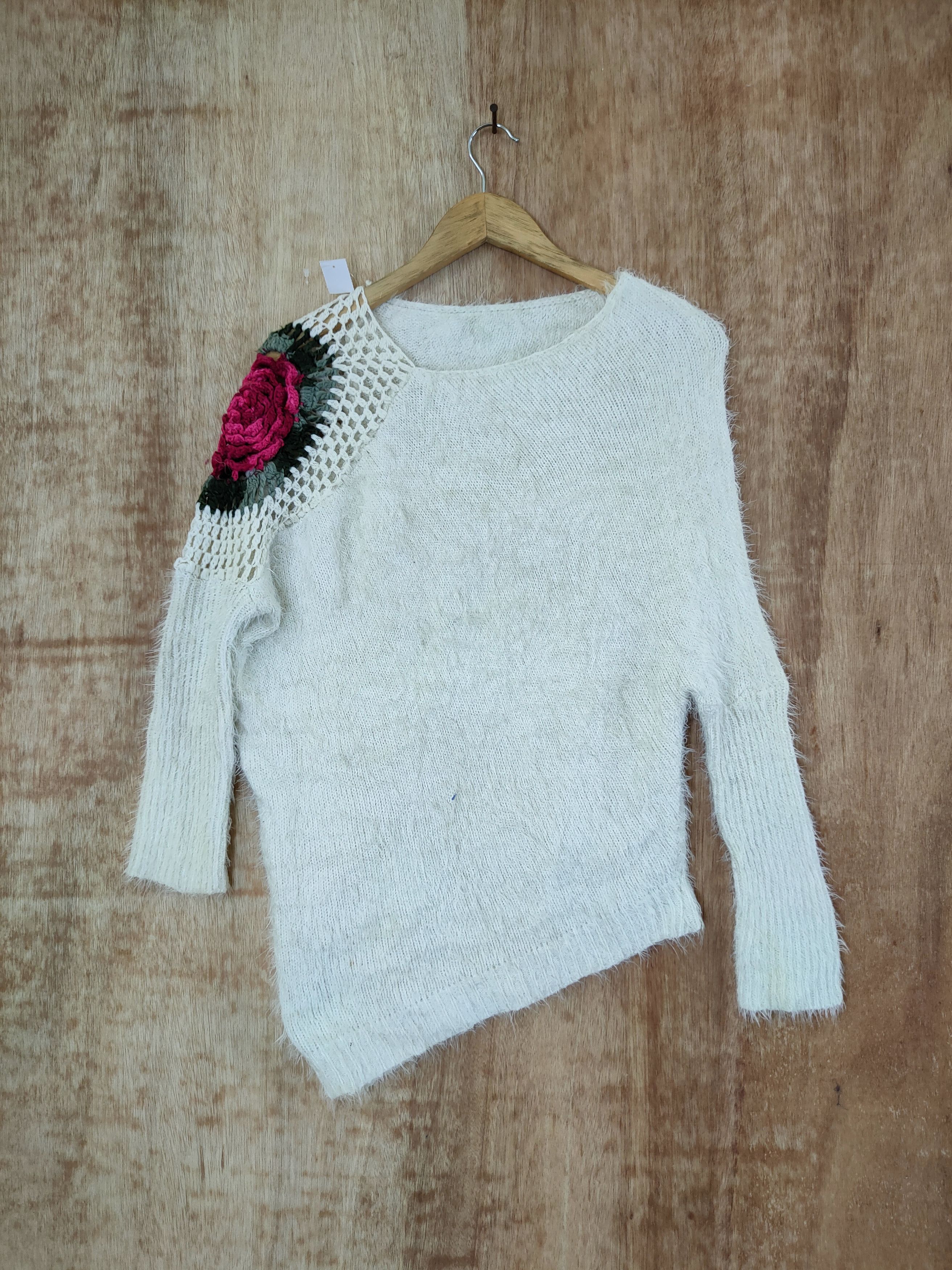 Vintage D Japan Rose mohair fur shaggy knitwear japan #46-534 Size M / US 6-8 / IT 42-44 - 1 Thumbnail