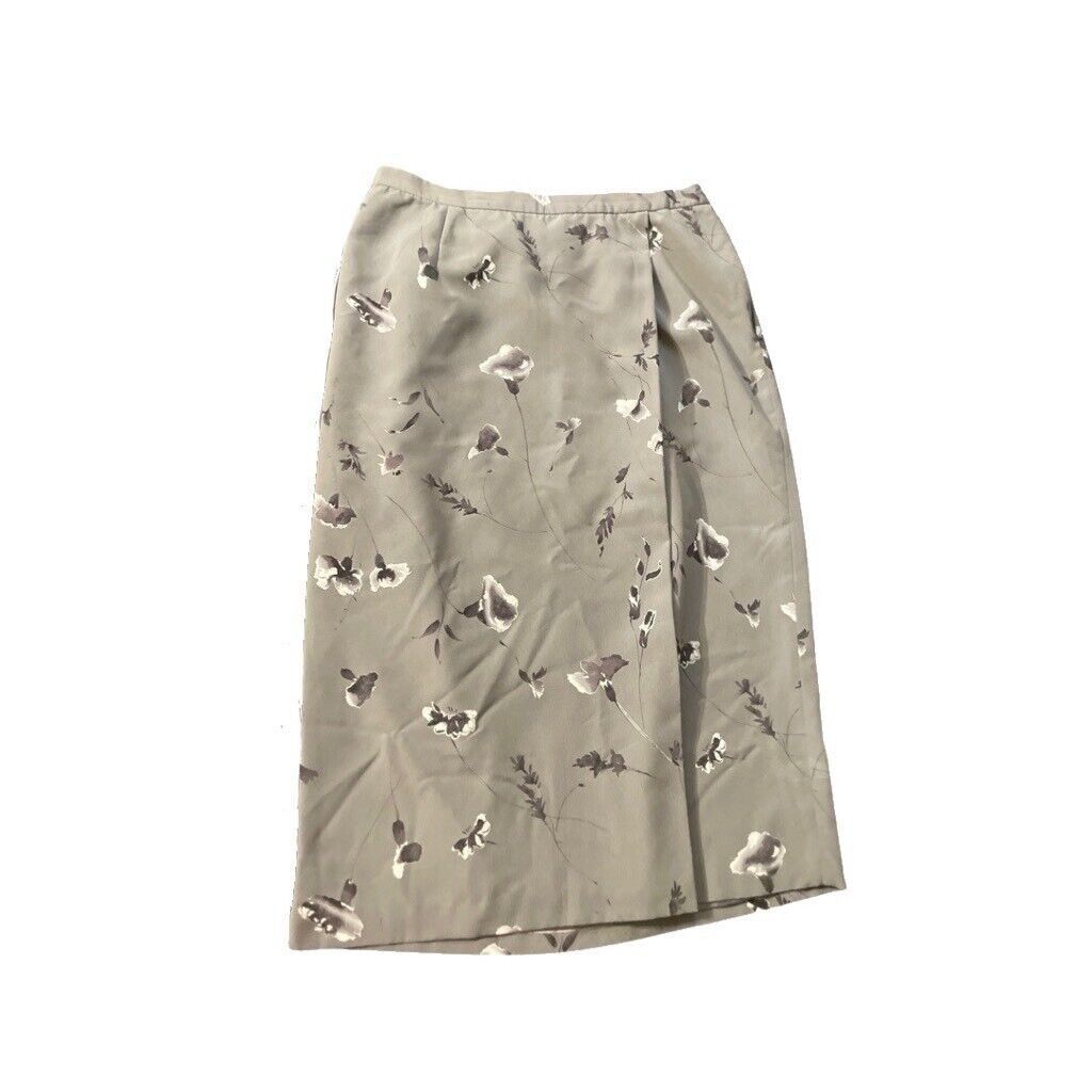 Other Elisabeth Liz Claiborne Womens Faux Wrap Skirt Gray Floral S ...