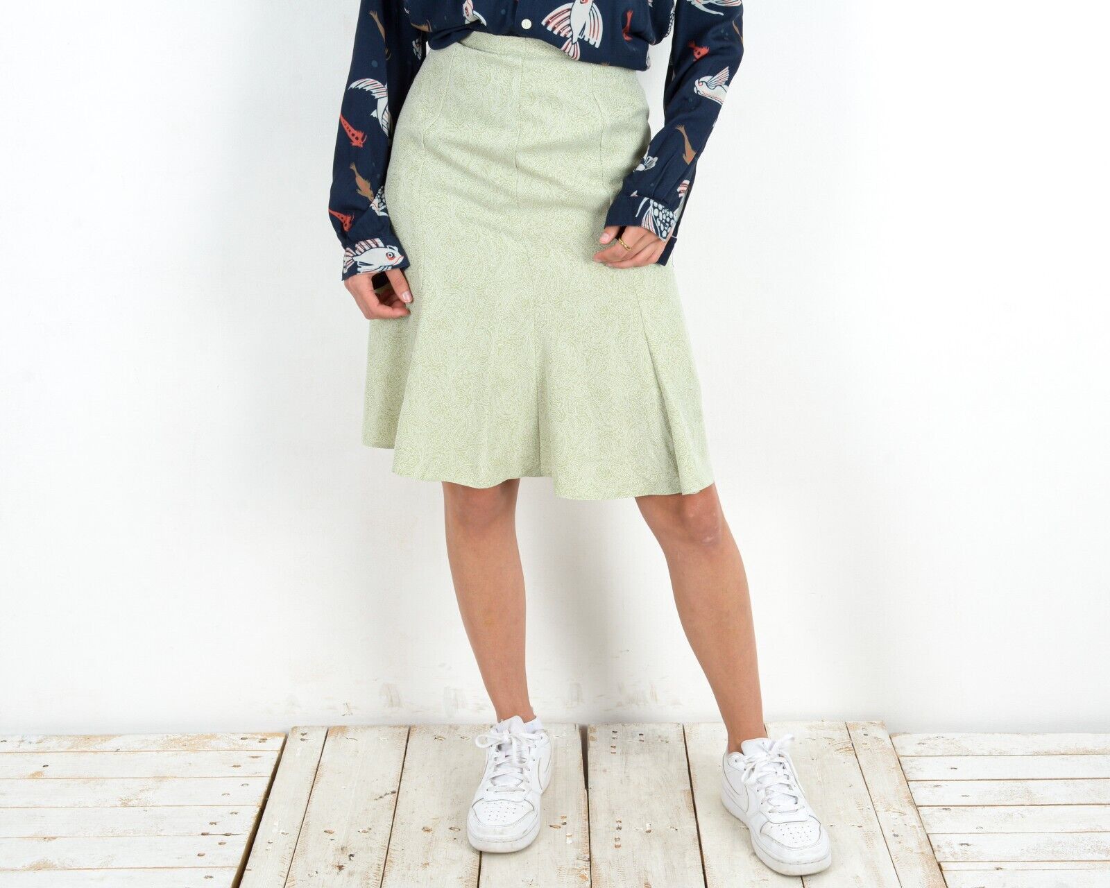 Other × Vintage Summer Skirt Knee Length Retro Zip Up Light Funky Pleated Size 27" / US 4 / IT 40 - 1 Thumbnail