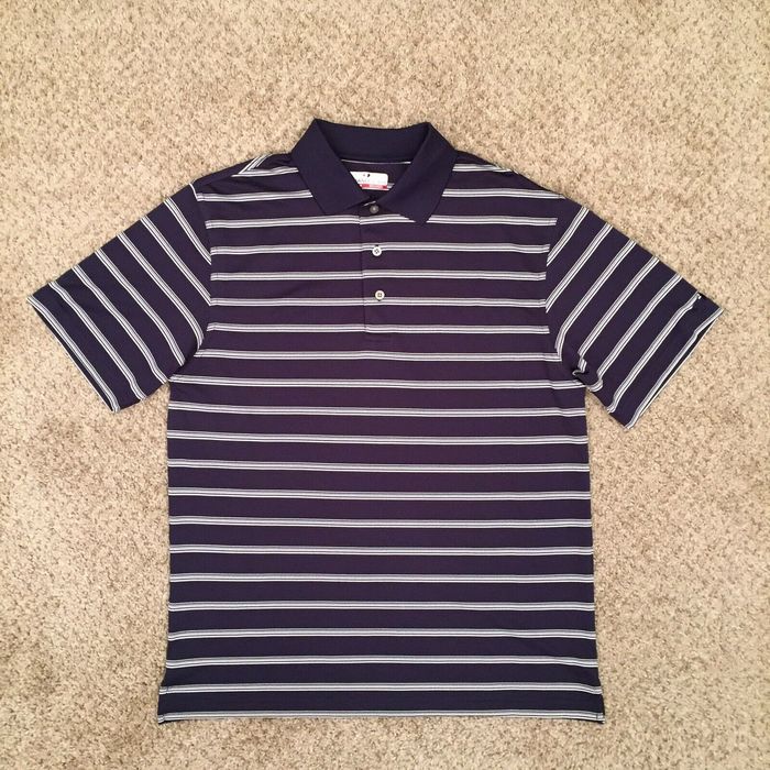 Grand Slam Grand Slam Mens Medium Blue/White Striped Short Sleeve Knit ...