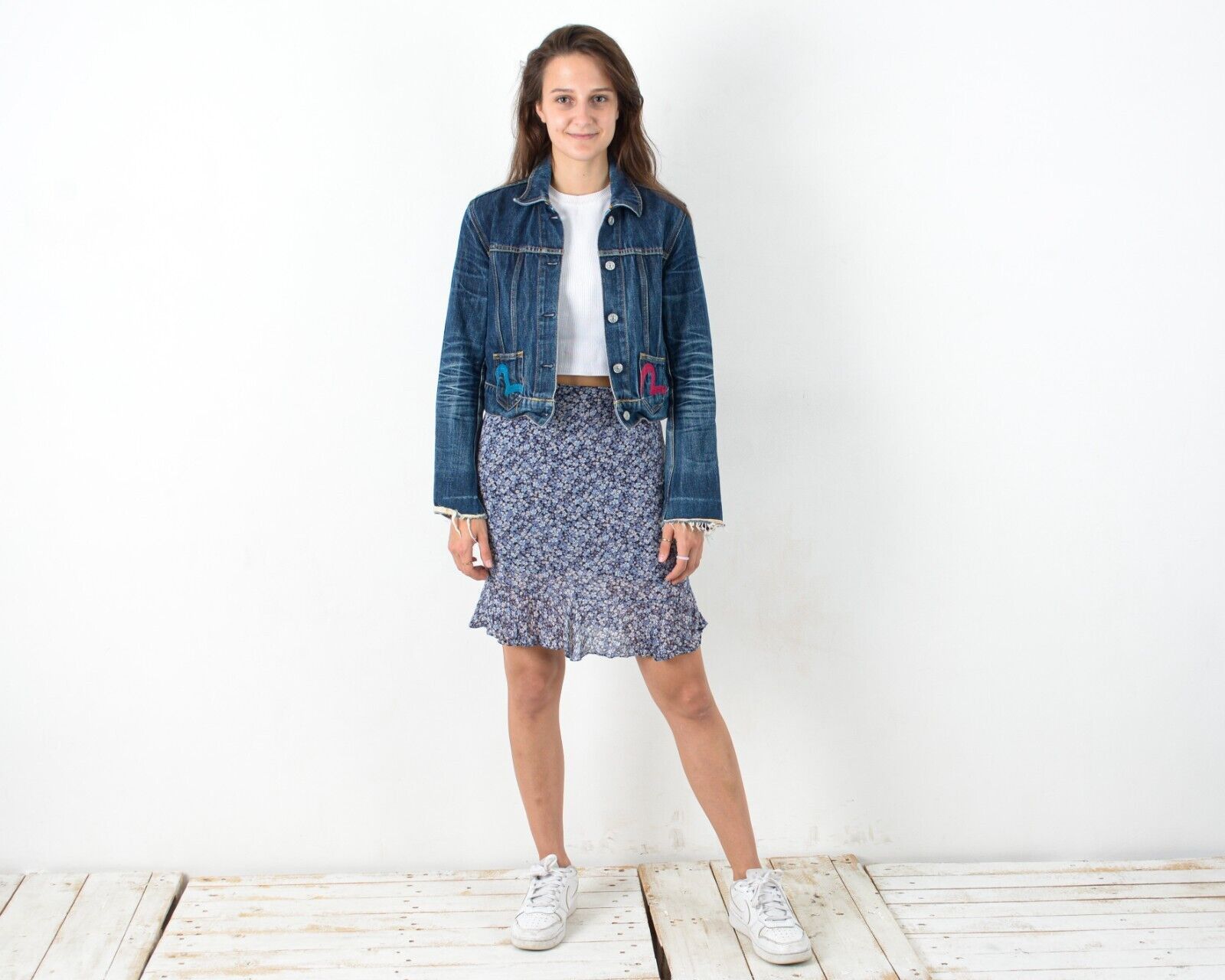 Other × Vintage Summer Skirt Knee Length VTG Retro Floral Lining Light Funky Size 26" / US 2 / IT 38 - 4 Thumbnail