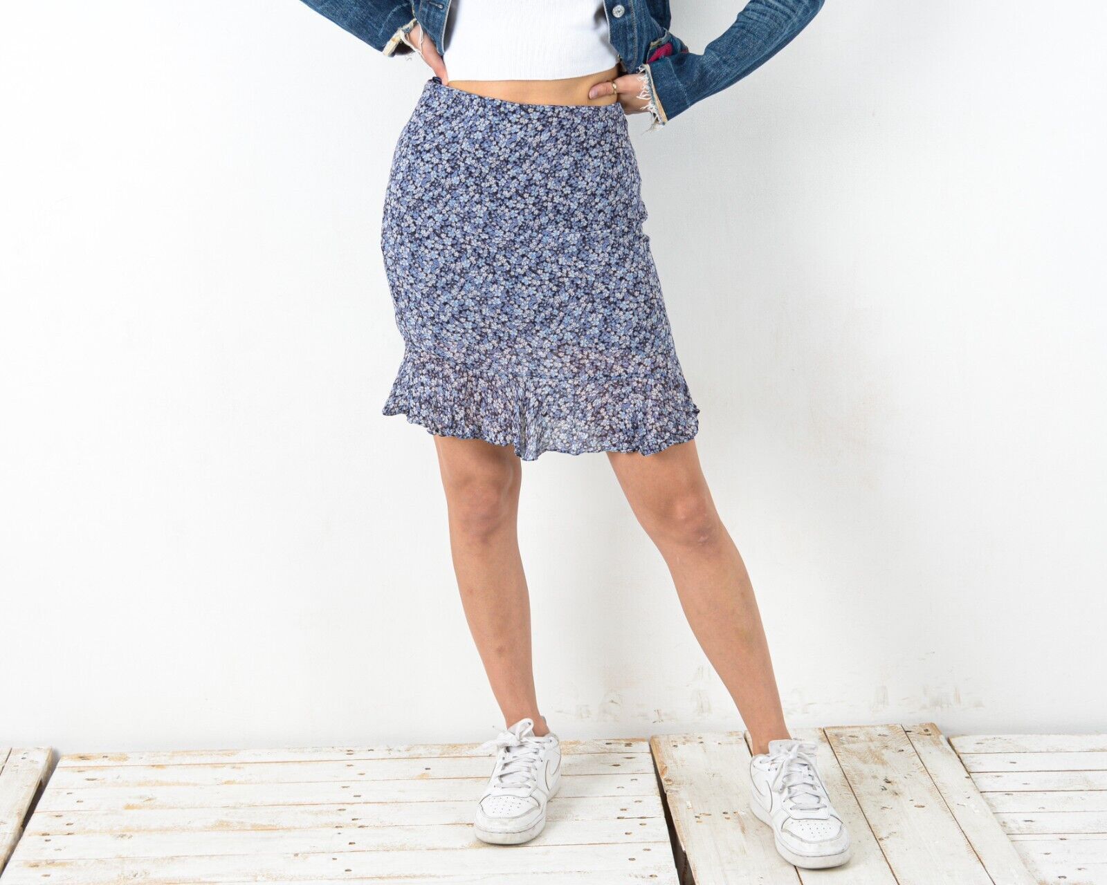 Other × Vintage Summer Skirt Knee Length VTG Retro Floral Lining Light Funky Size 26" / US 2 / IT 38 - 1 Thumbnail