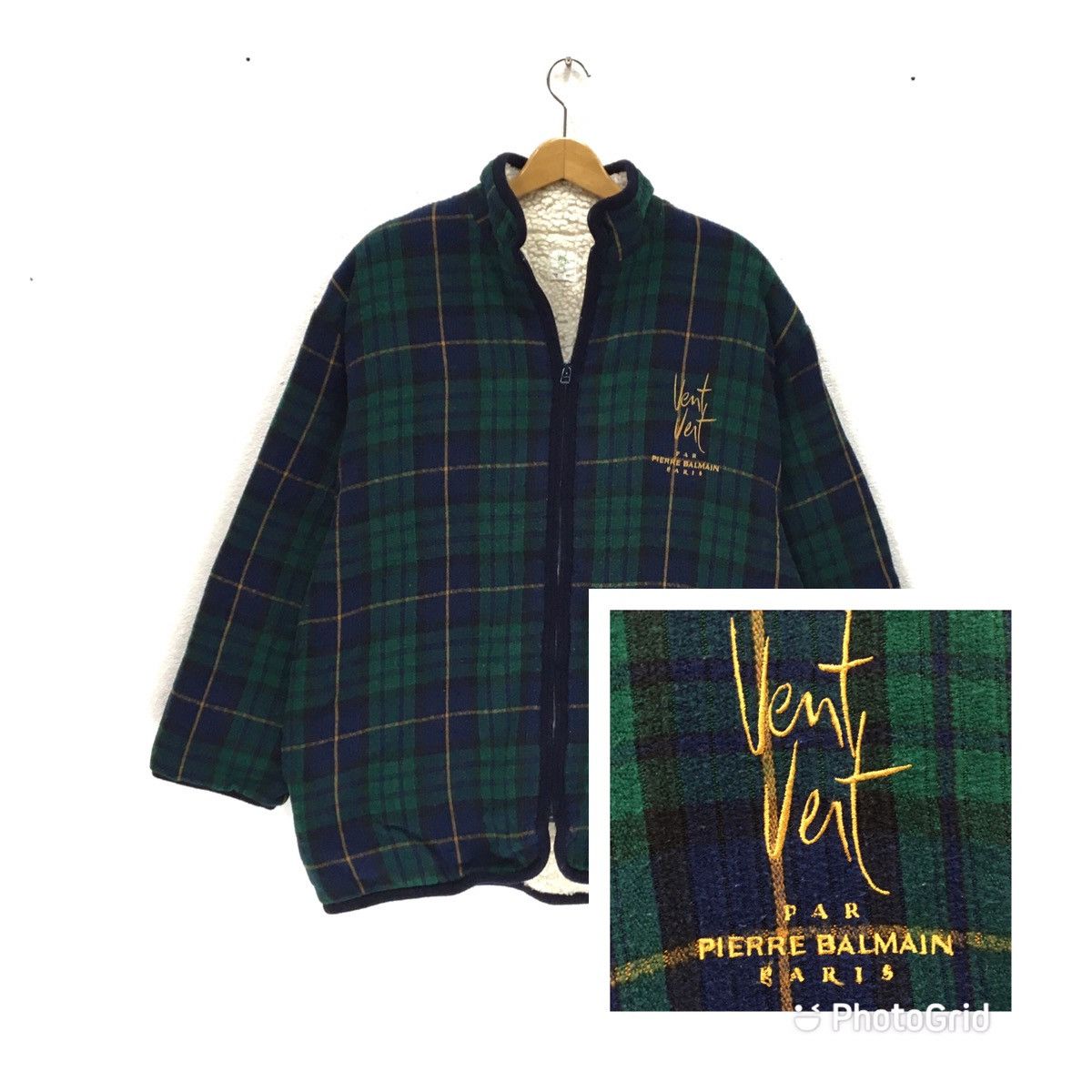 Pierre Balmain PIERRE BALMAIN Tartan Style Bomber Fleece Size US XL / EU 56 / 4 - 1 Thumbnail