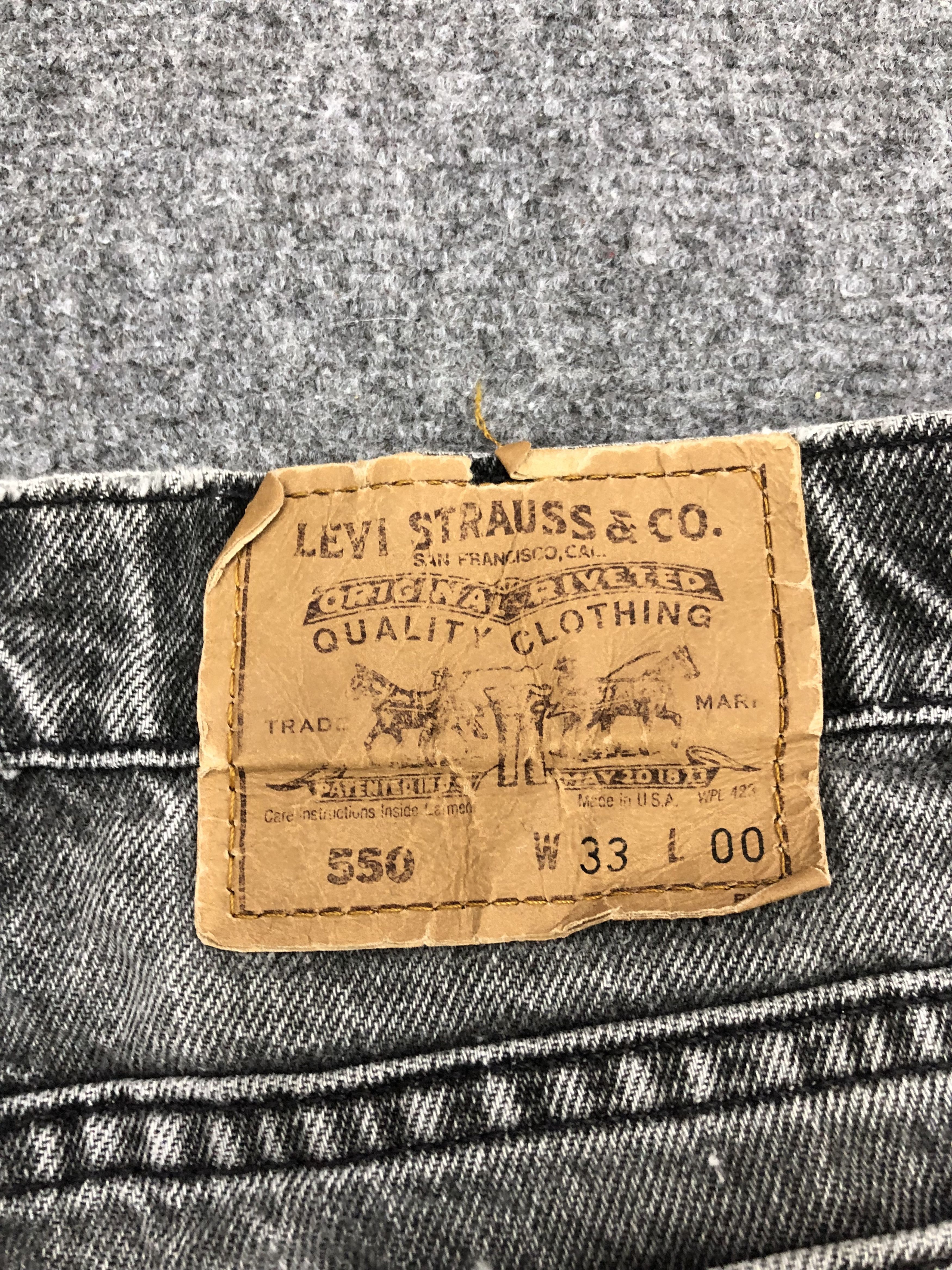 Levi's Vintage 90s Levis 550 Black Cropped Jeans DP1167 Size US 34 / EU 50 - 3 Thumbnail