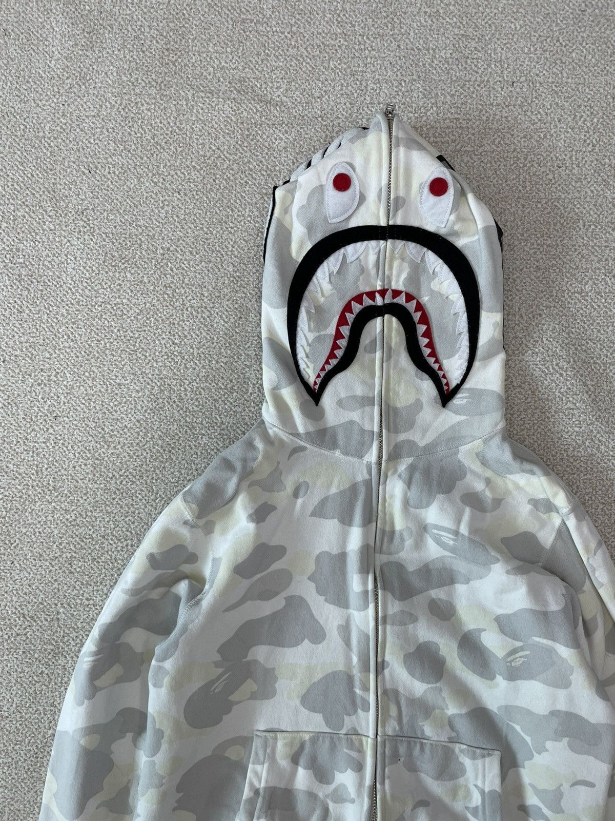 Bape Bape Luminous camo shark hoodie zip Grailed