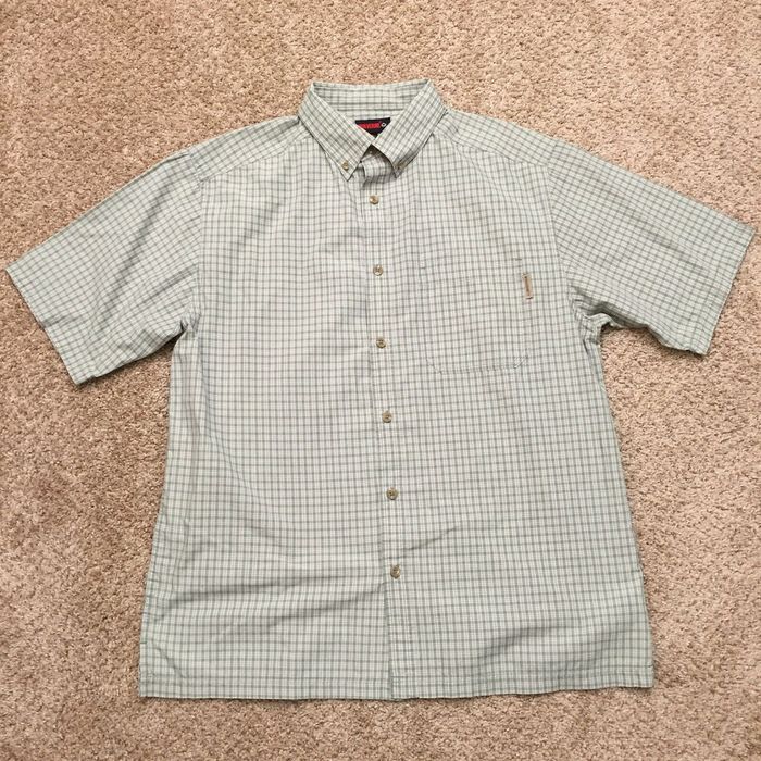 Wolverine Wolverine Mens Large Green Check Short Sleeve Button Front ...