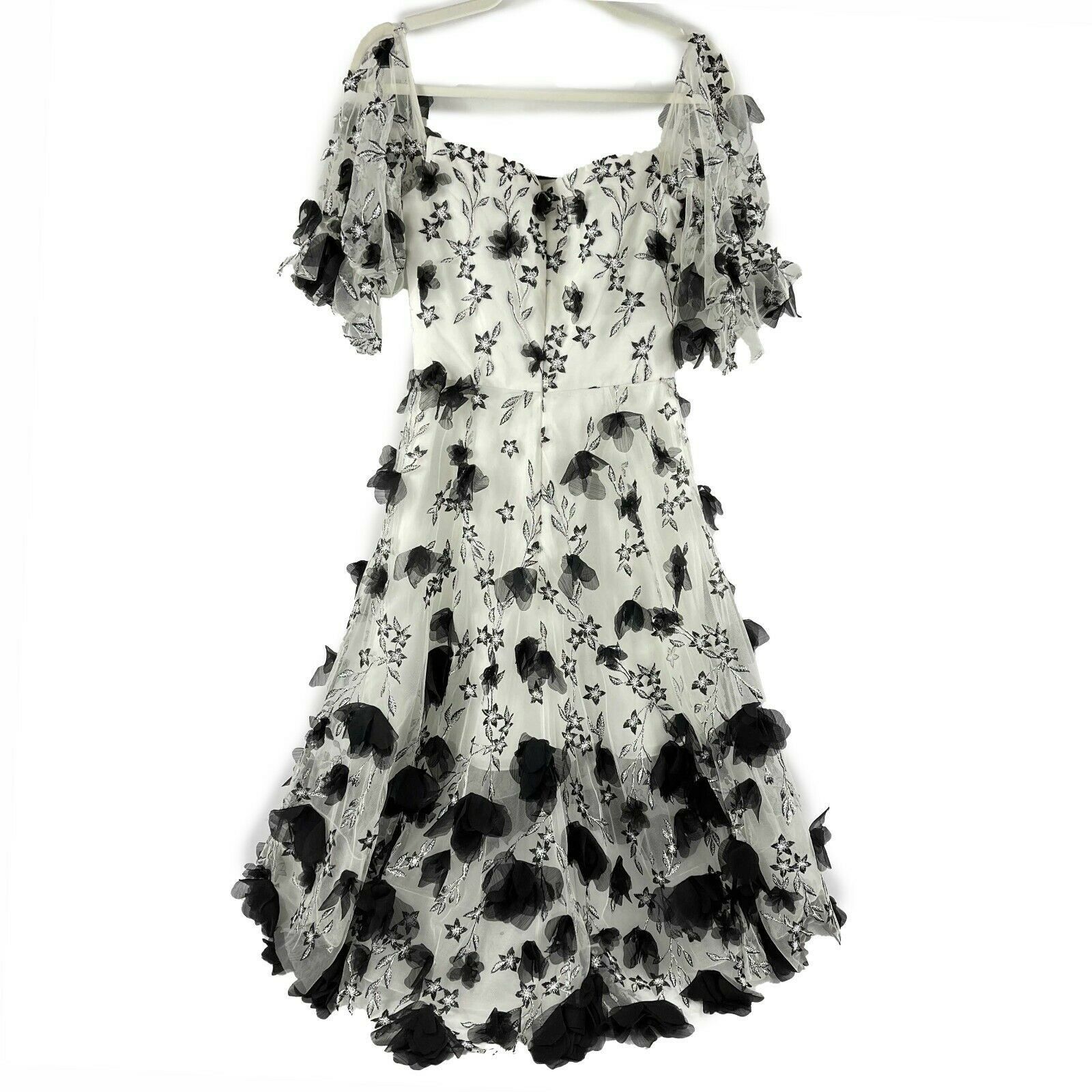 Marchesa Notte - New w/ Tags - Black and White Floral Tulle Maxi Dresses