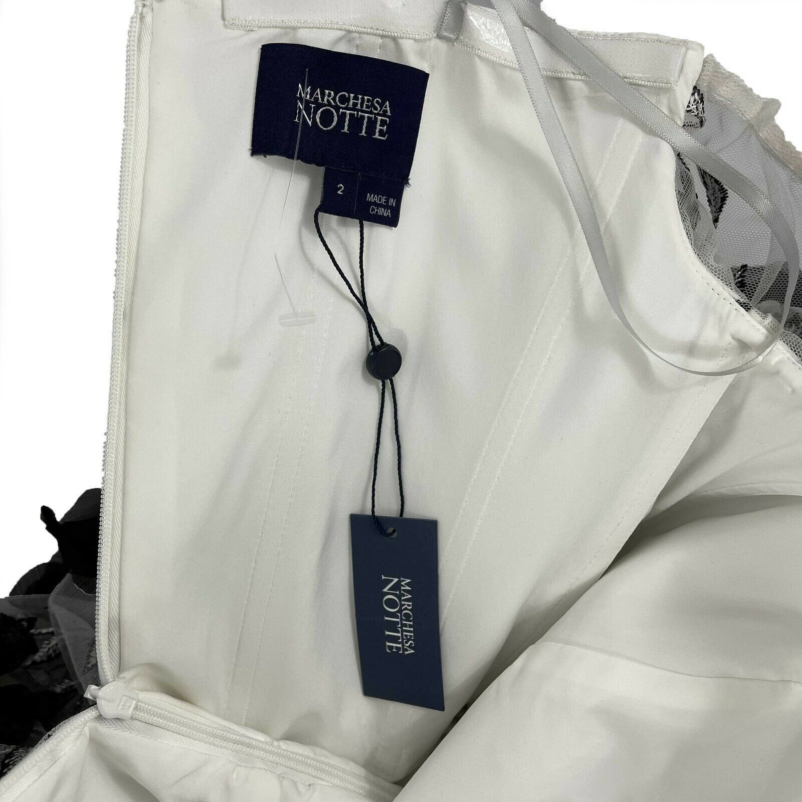 Marchesa Notte - New w/ Tags - Black and White Floral Tulle Maxi Dresses