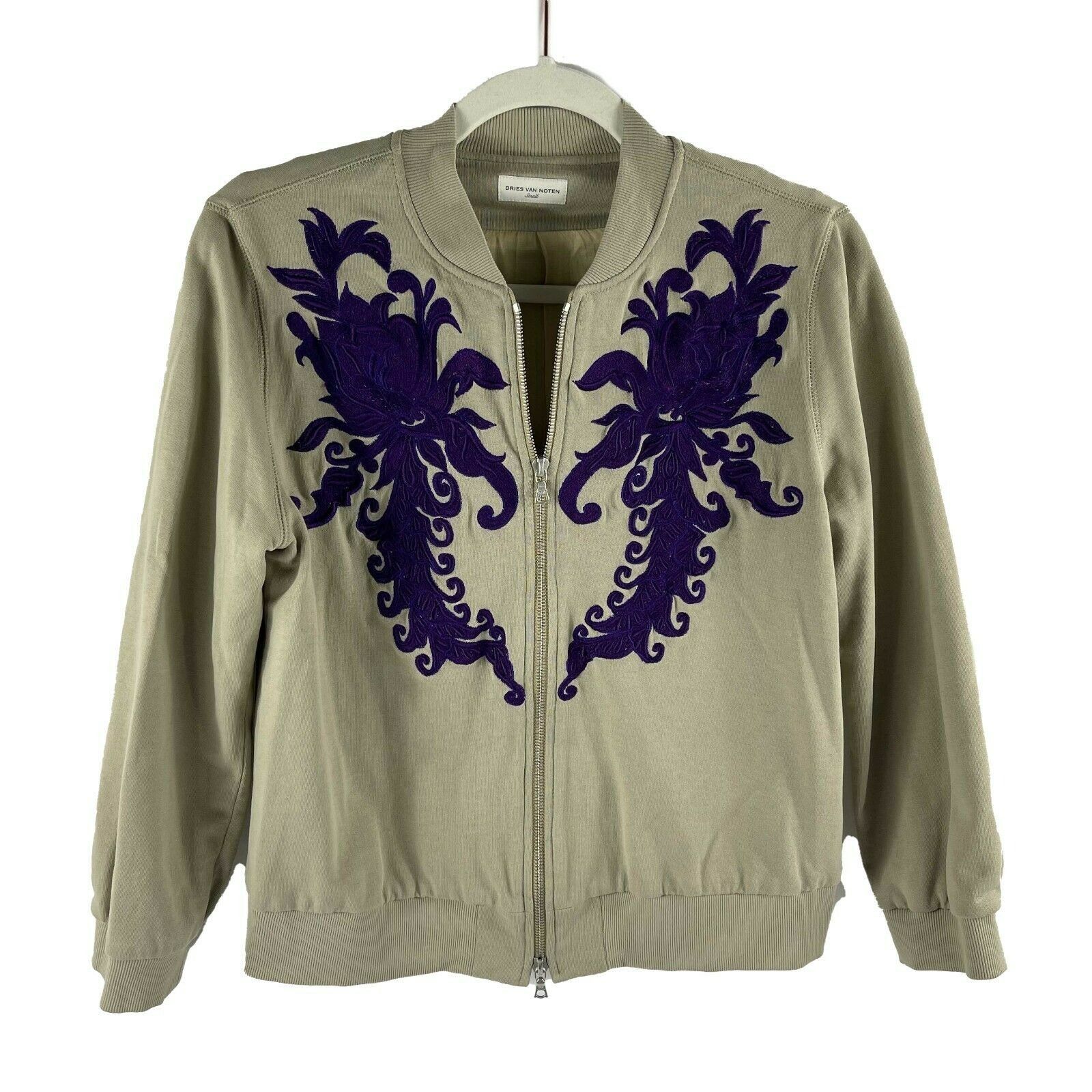 Dries Van Noten Purple Floral Embroidery Bomber Jacket B