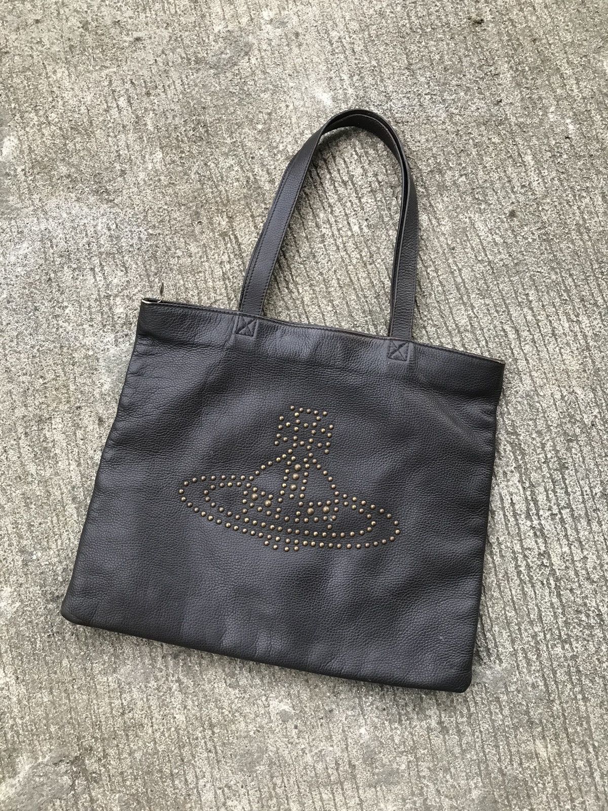 Vivienne Westwood Studded Leather Tote Bag in Brown, Men's