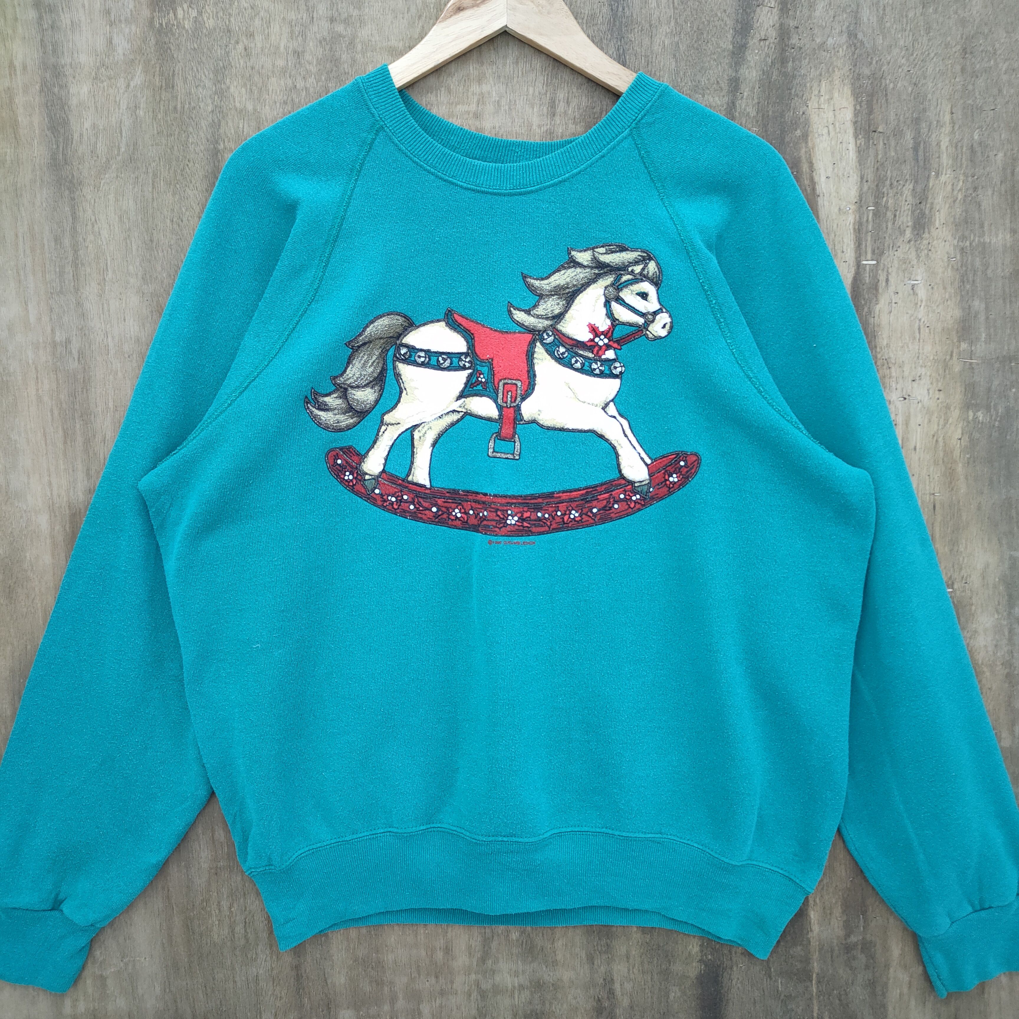 image of Habitat x Vintage Horse Big Logo Sweatshirt in Green, Men's (Size Medium)