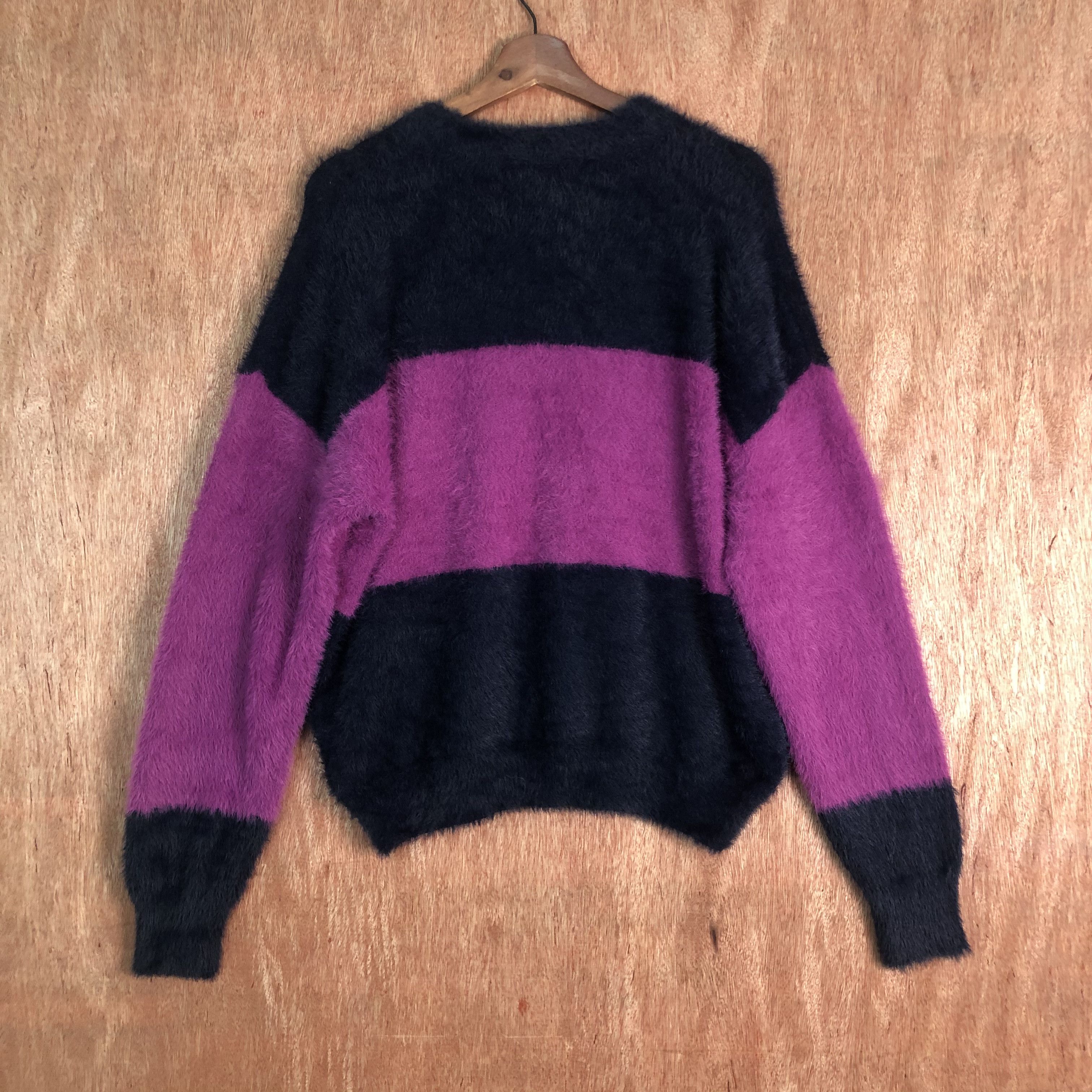 Homespun Knitwear × Japanese Brand × Solid and Striped Rope Picnic stripe PUrple BLue Mohair Knitwear Size US L / EU 52-54 / 3 - 10 Thumbnail