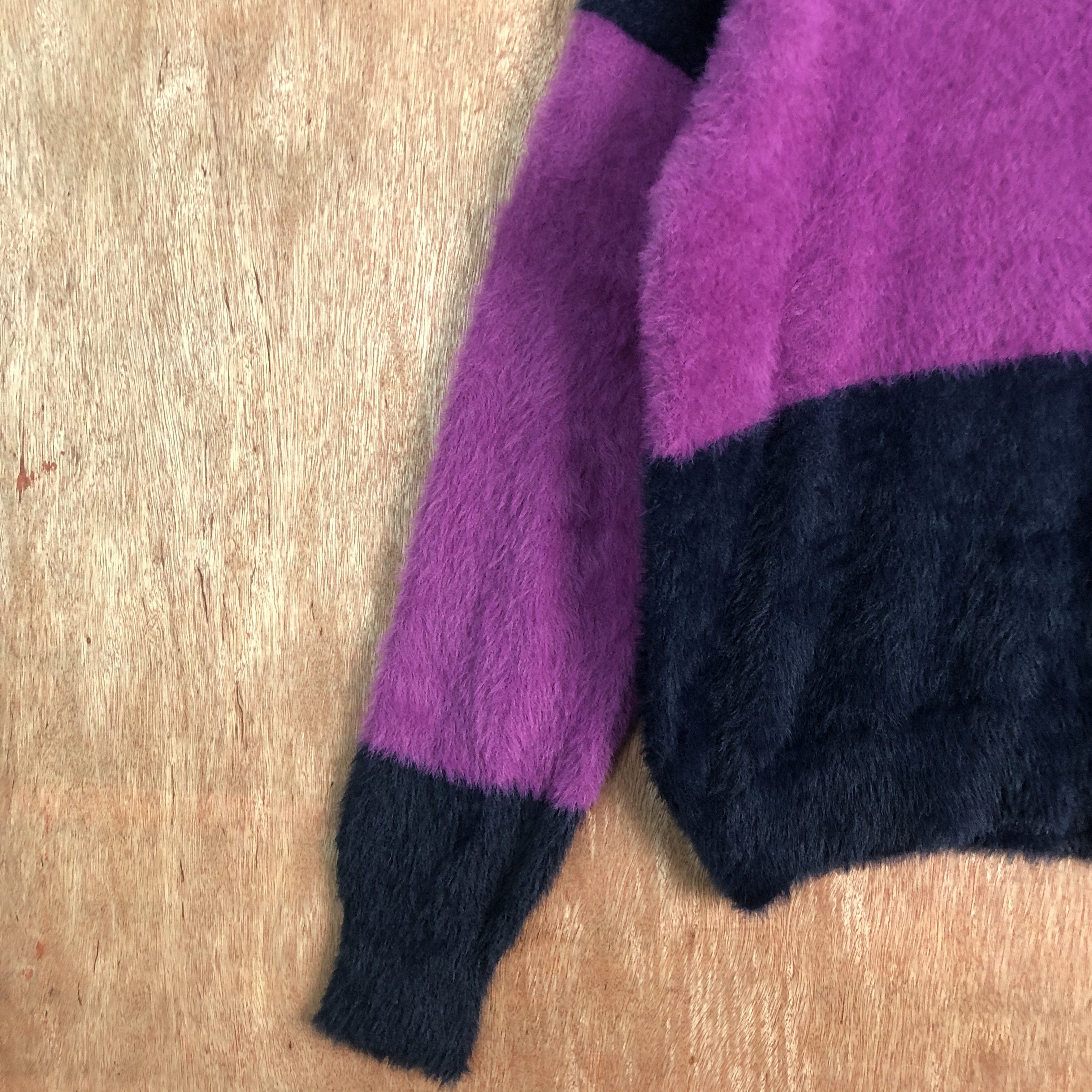 Homespun Knitwear × Japanese Brand × Solid and Striped Rope Picnic stripe PUrple BLue Mohair Knitwear Size US L / EU 52-54 / 3 - 7 Thumbnail
