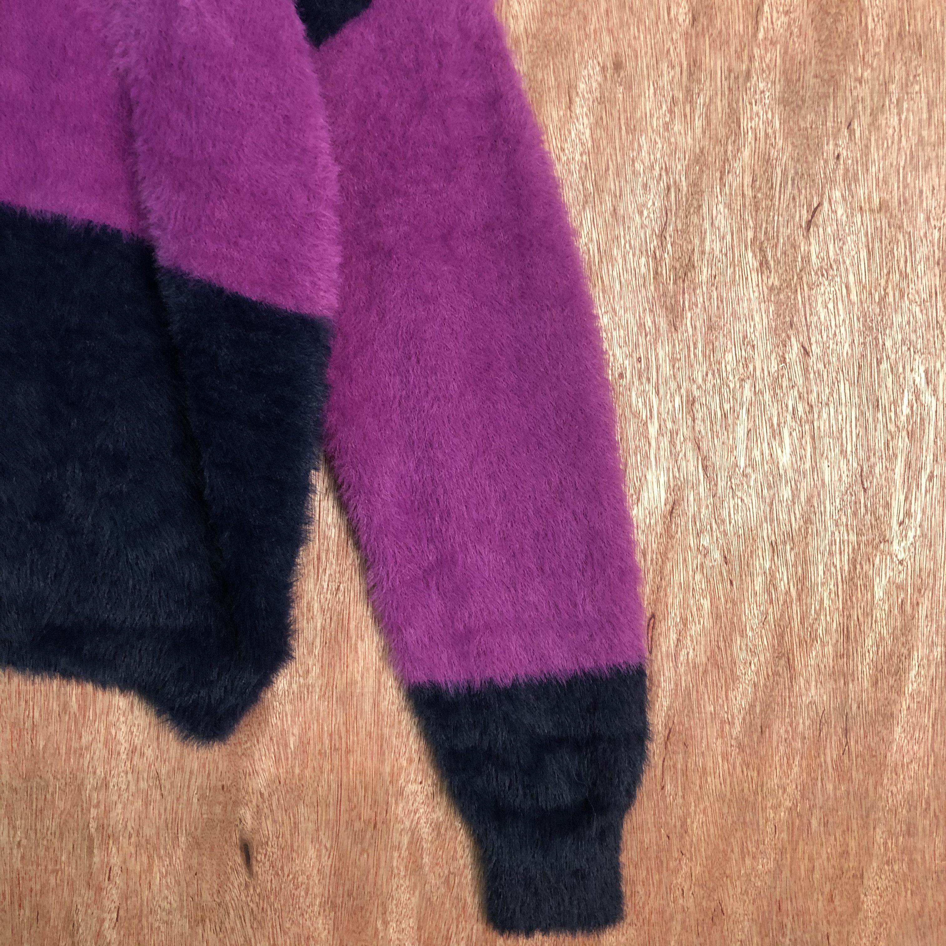 Homespun Knitwear × Japanese Brand × Solid and Striped Rope Picnic stripe PUrple BLue Mohair Knitwear Size US L / EU 52-54 / 3 - 5 Thumbnail