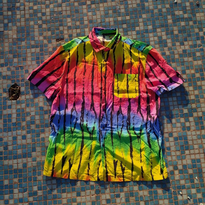 Crazy Shirts Vintage Y2K Hawaiian style Camp collar Art rainbow Shirt Grailed