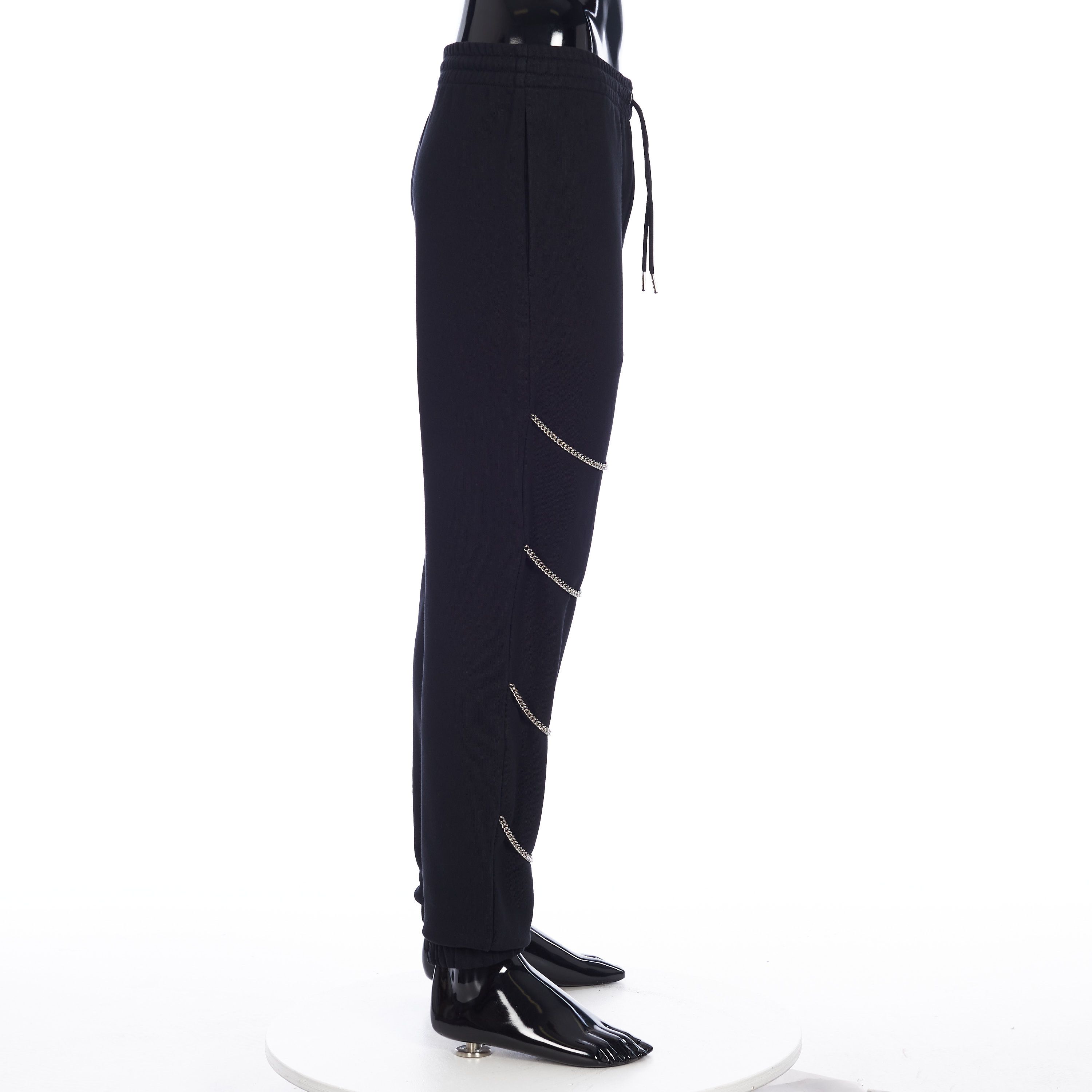Celine Chains Track Pants in Black Cotton Fleece Size US 34 / EU 50 - 7 Thumbnail