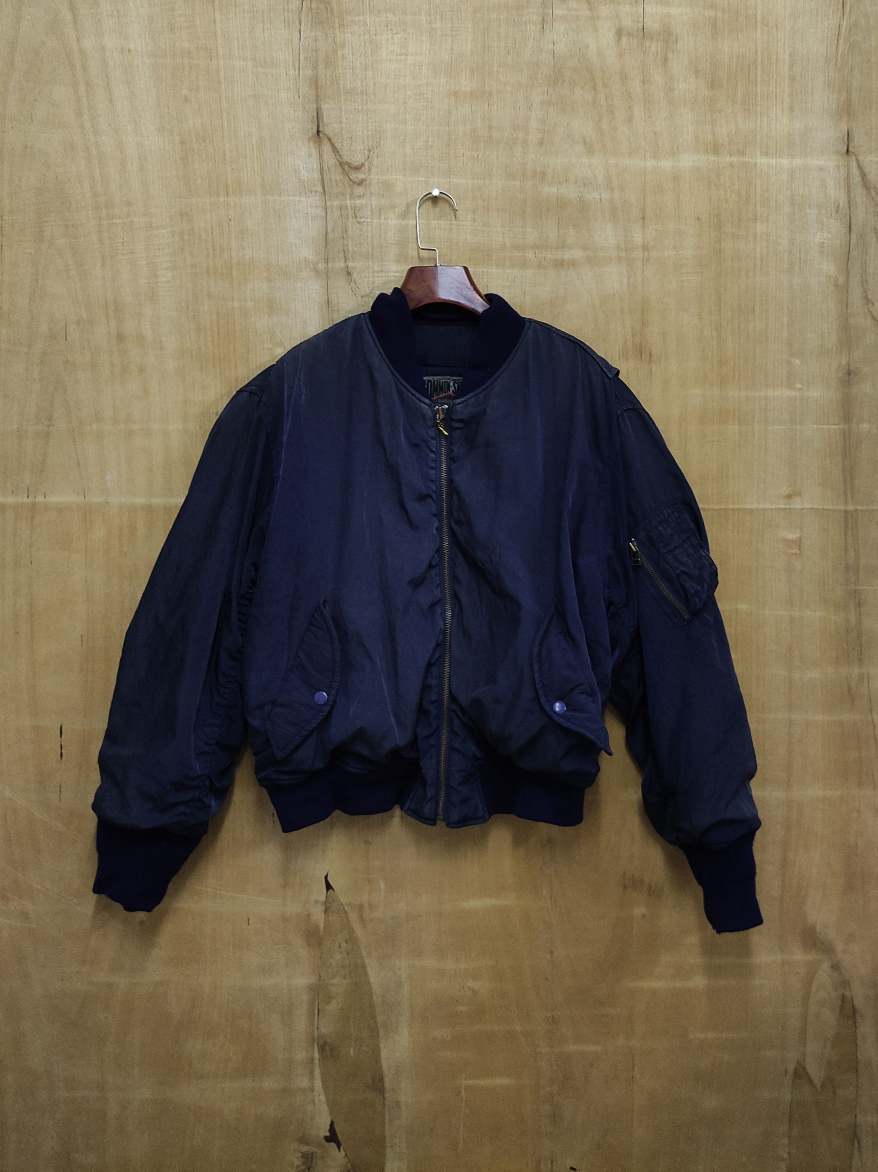 image of Bigi Vintage Bomber Flight Jacket in Dark Blue, Men's (Size Medium)