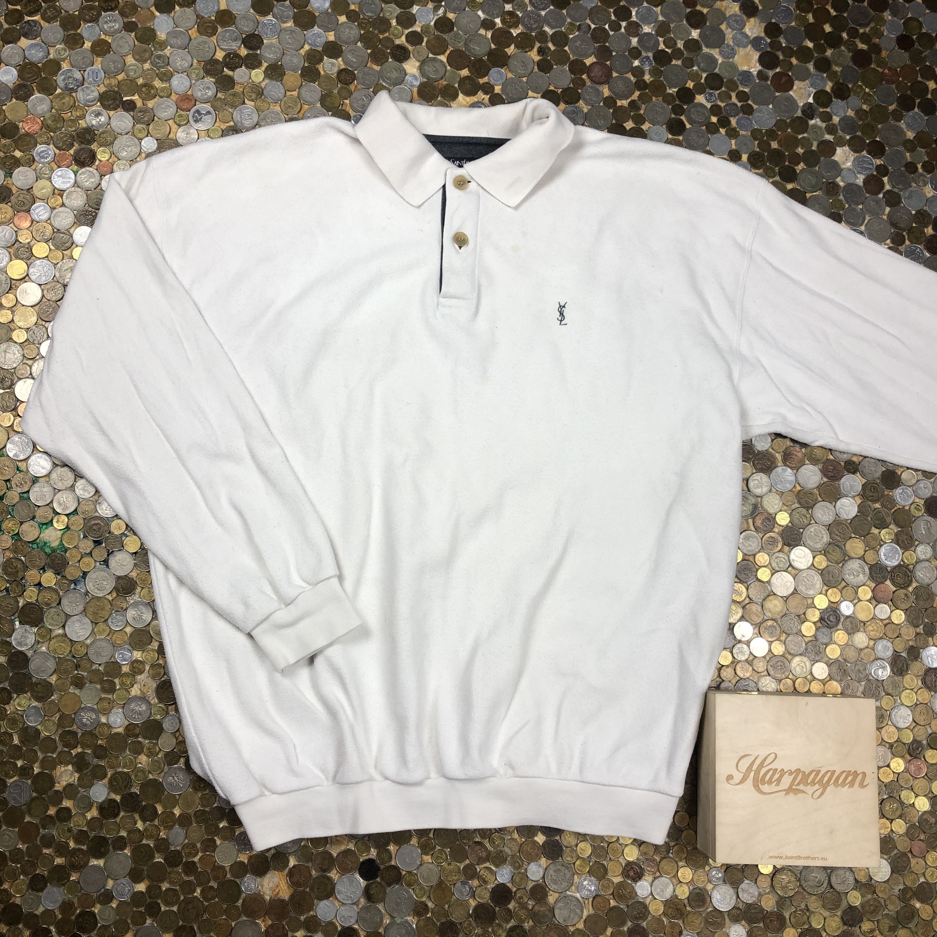 Vintage YSL Yves Saint Laurent Long Sleeve Polo Shirt Size M