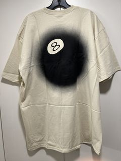 Vintage New Stussy White Skull 8 Ball Tee T-Shirt Large