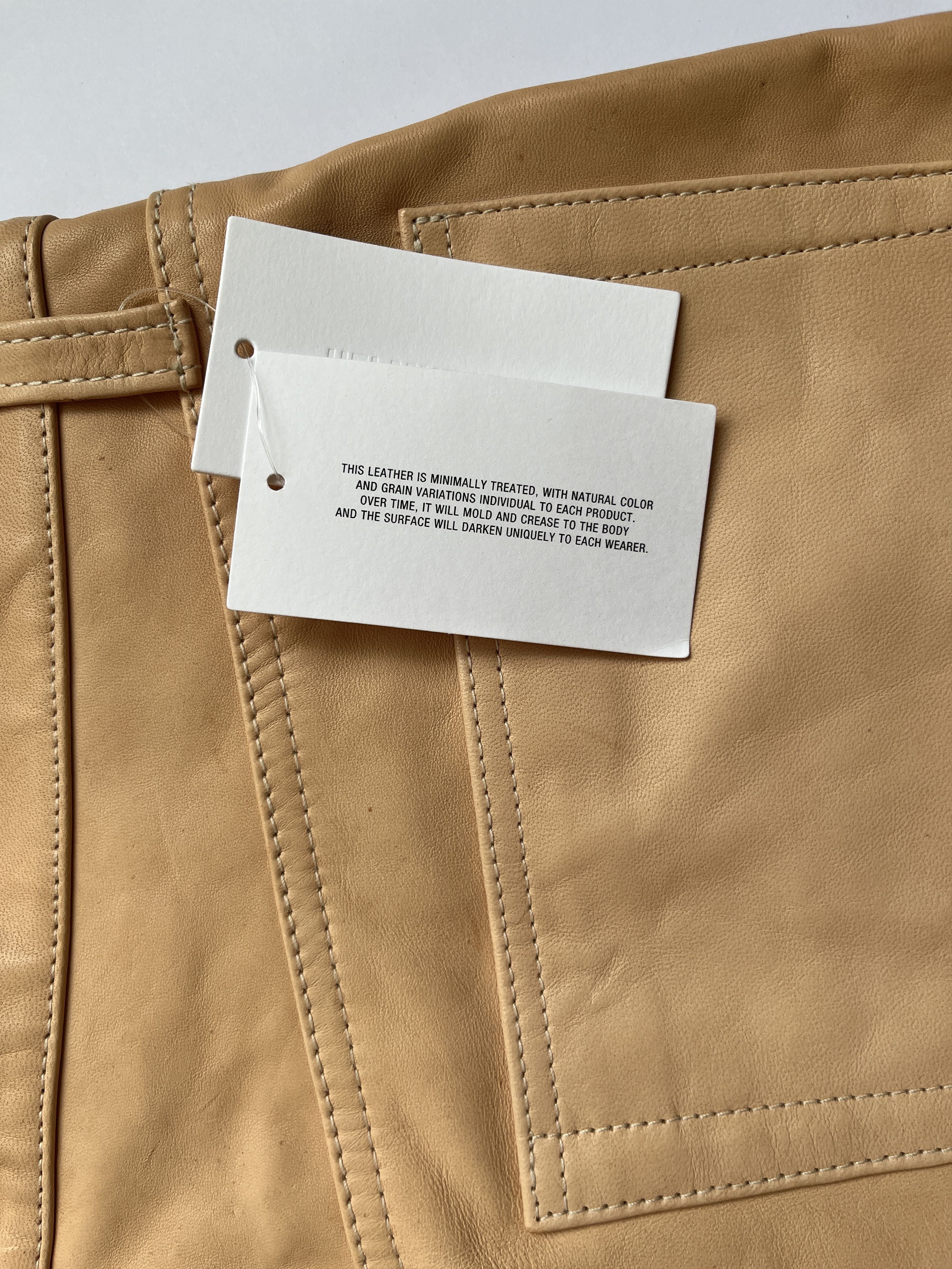 Helmut Lang ⚡️QUICK SALE⚡️Helmut Lang Beige Raw Leather Pants Size 27" / US 4 / IT 40 - 3 Thumbnail