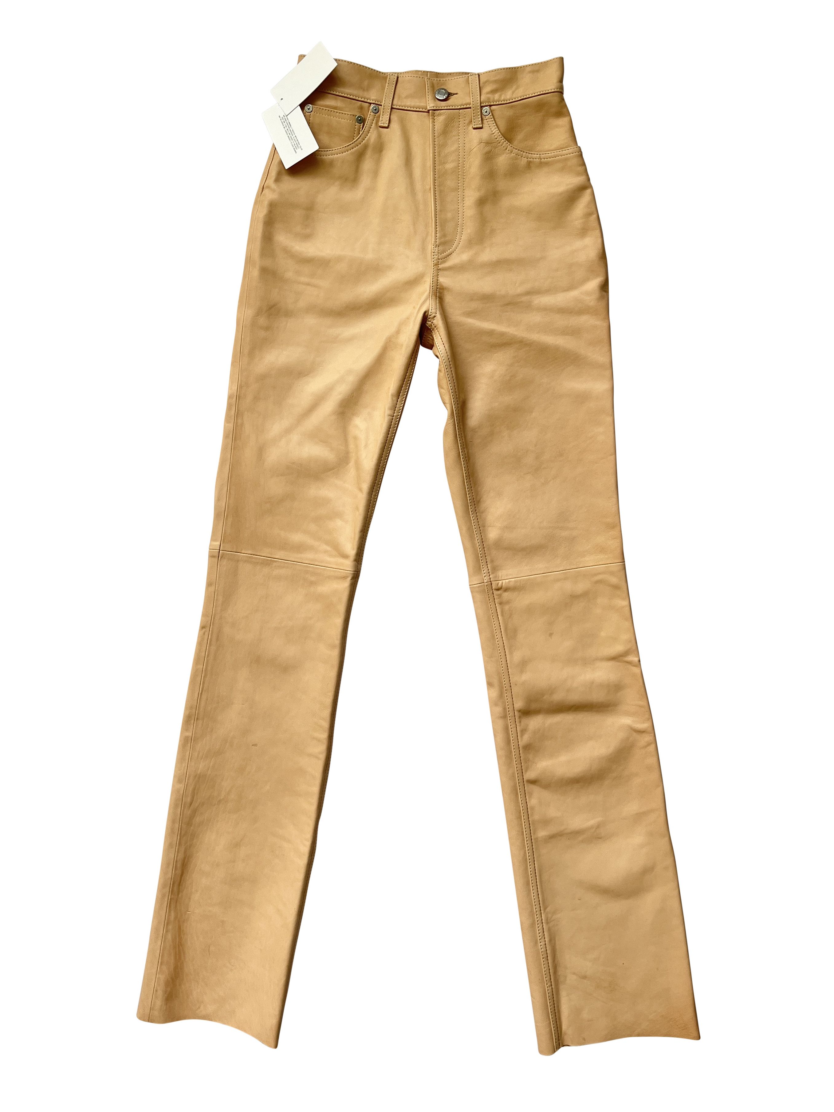 Helmut Lang ⚡️QUICK SALE⚡️Helmut Lang Beige Raw Leather Pants Size 27" / US 4 / IT 40 - 1 Thumbnail
