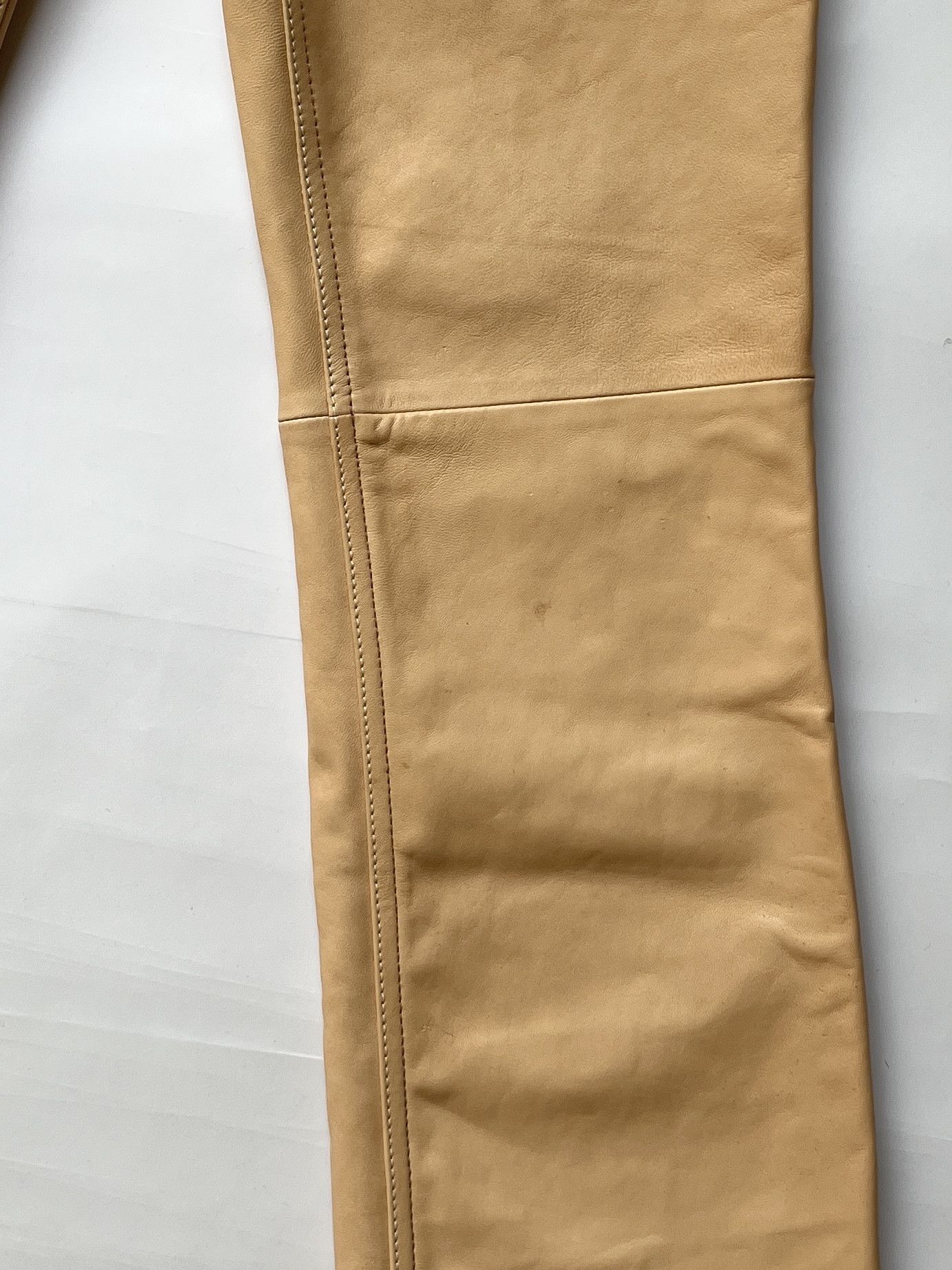 Helmut Lang ⚡️QUICK SALE⚡️Helmut Lang Beige Raw Leather Pants Size 27" / US 4 / IT 40 - 5 Thumbnail