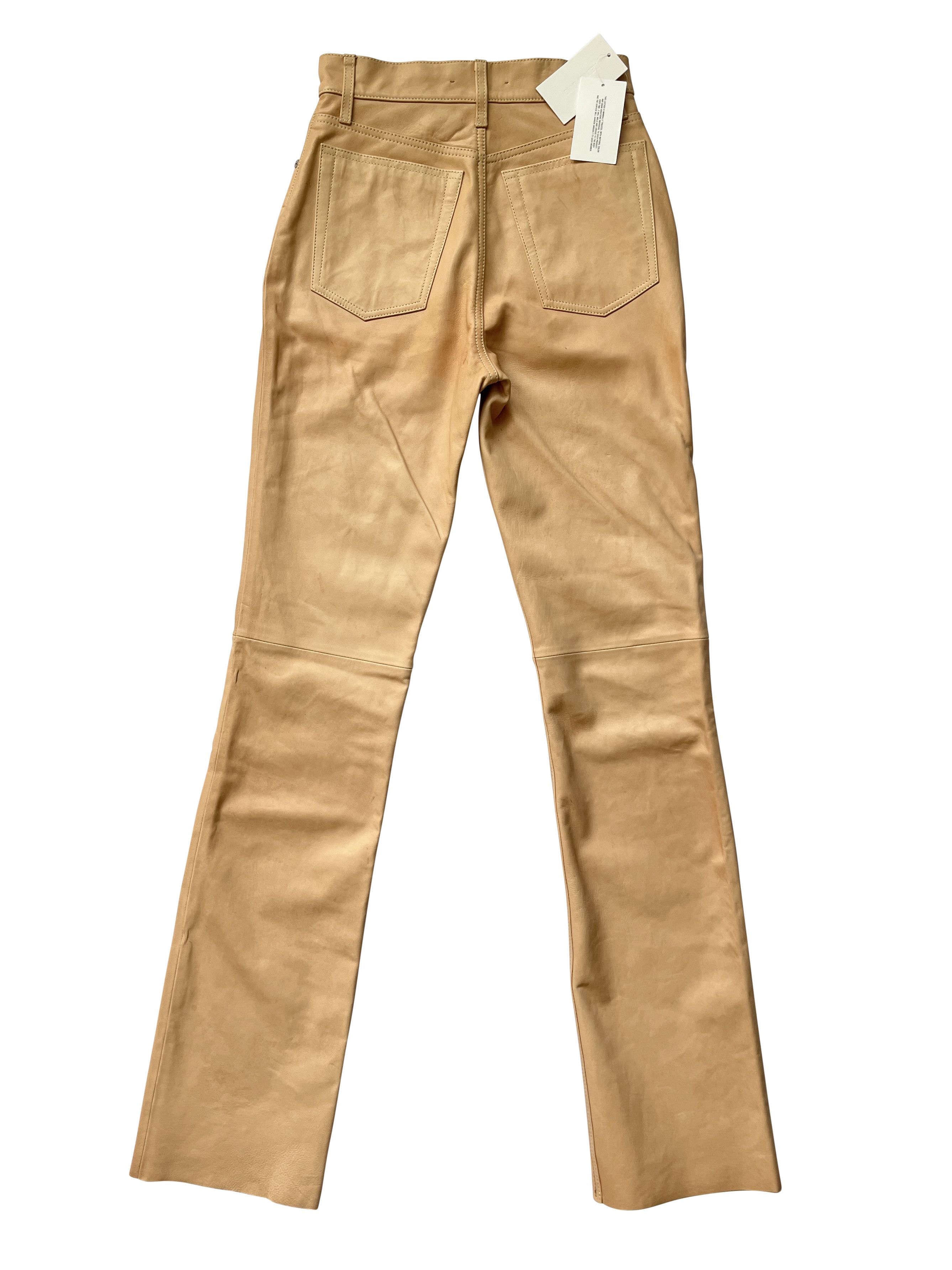 Helmut Lang ⚡️QUICK SALE⚡️Helmut Lang Beige Raw Leather Pants Size 27" / US 4 / IT 40 - 2 Thumbnail
