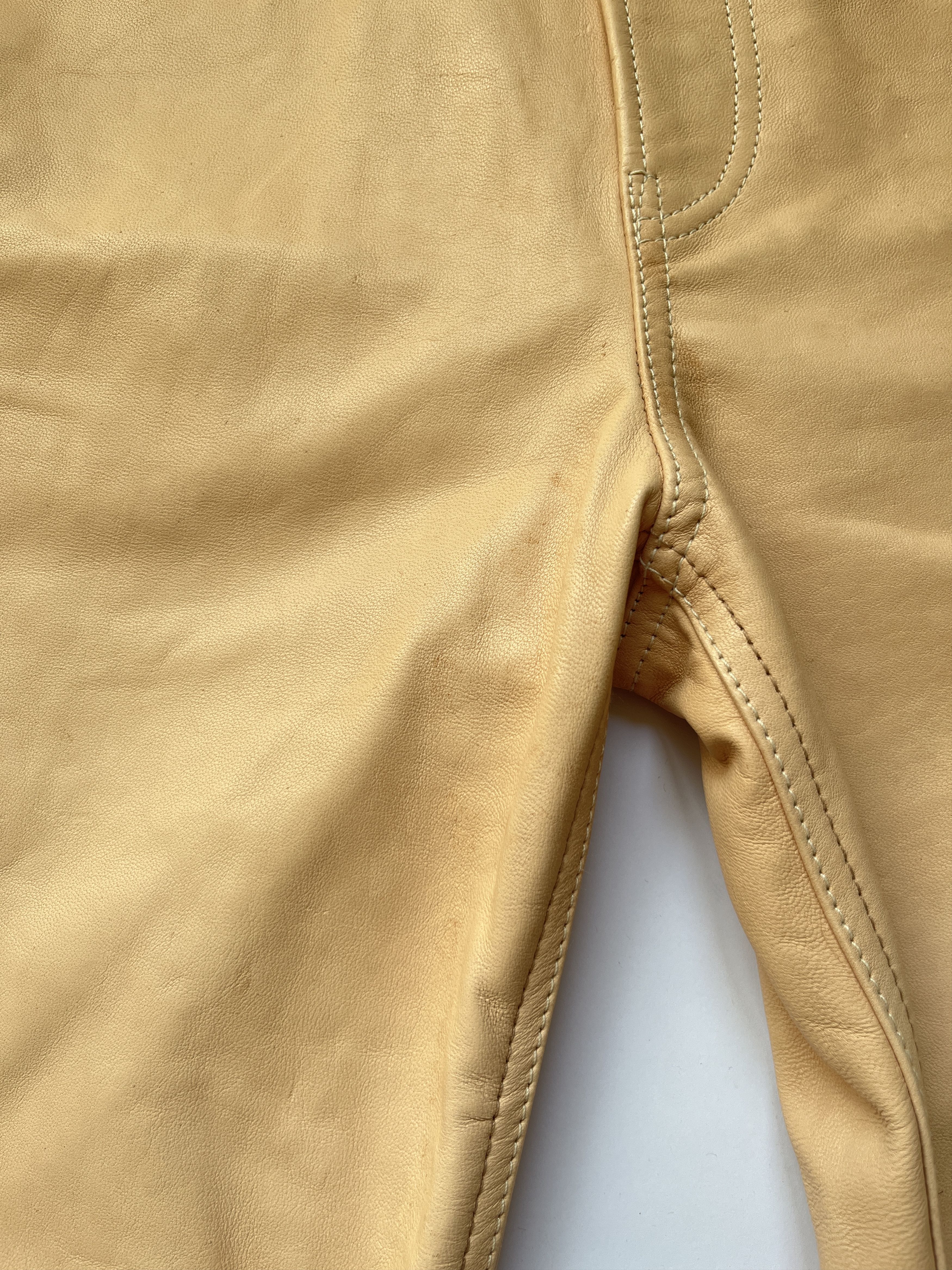 Helmut Lang ⚡️QUICK SALE⚡️Helmut Lang Beige Raw Leather Pants Size 27" / US 4 / IT 40 - 6 Thumbnail