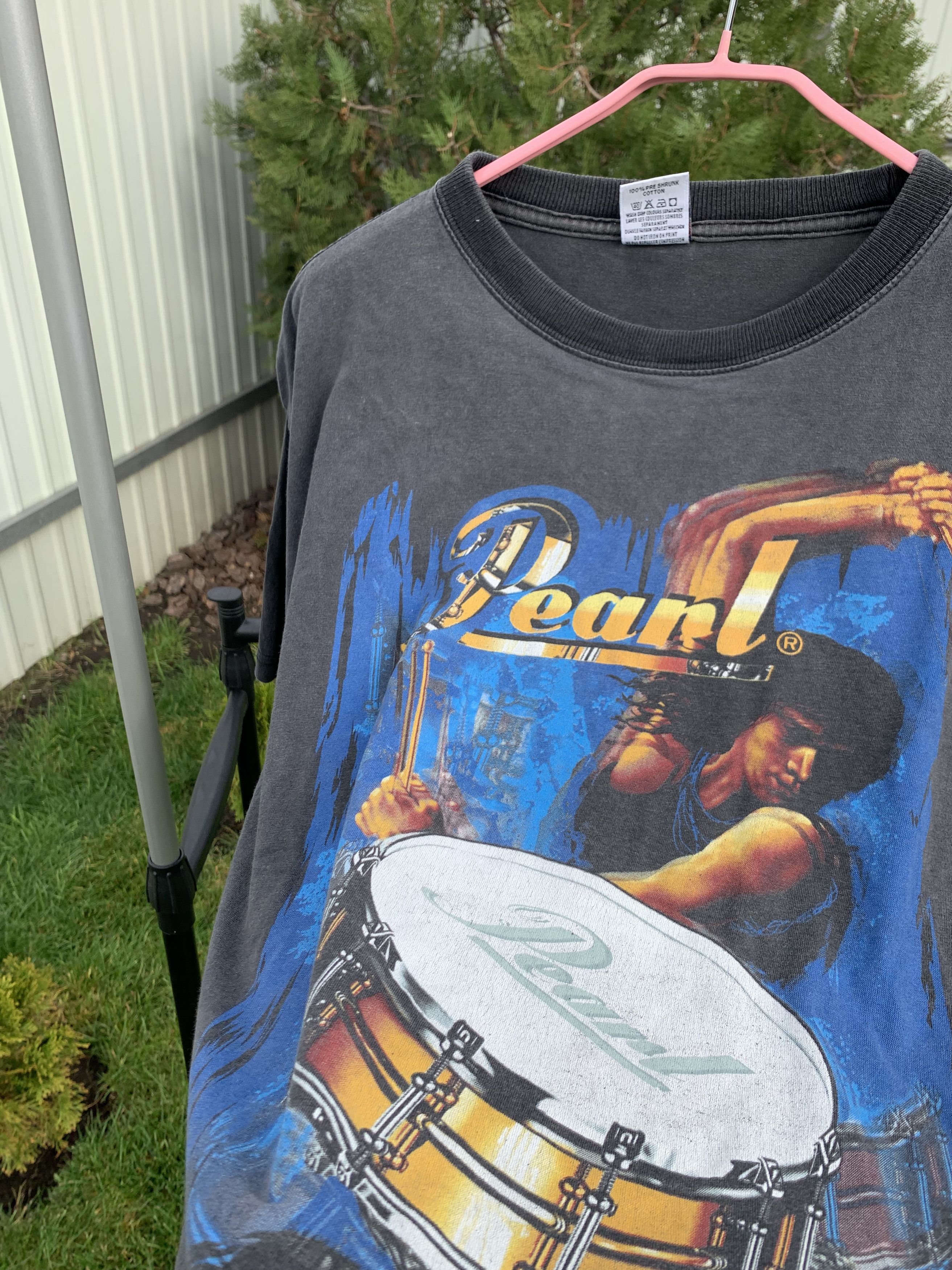 Japanese Brand Vintage Faded Pearl Drums T-Shirt Size US XL / EU 56 / 4 - 7 Thumbnail