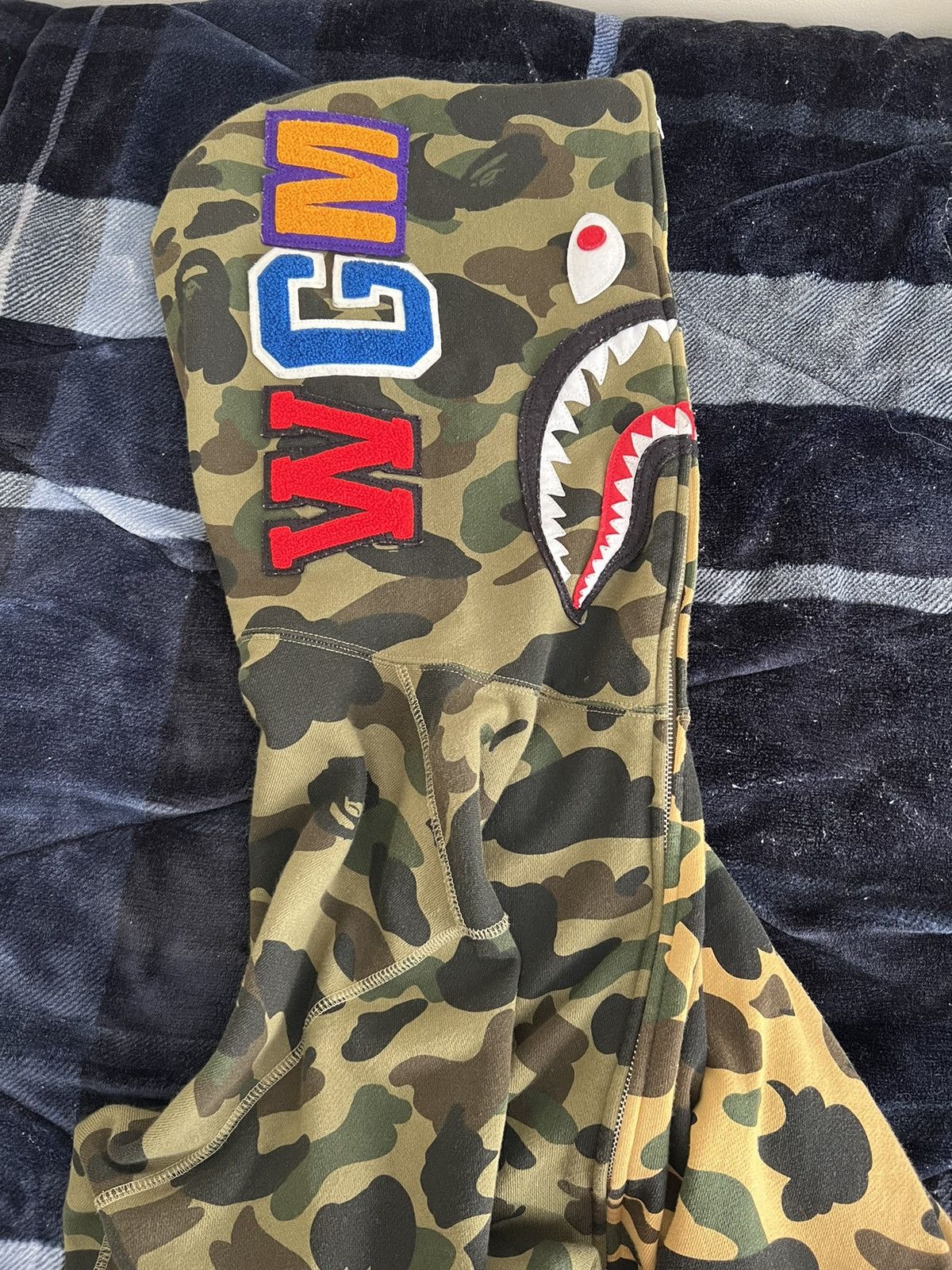 BAPE1st Camo Half Shark Full Zip Hoodie Green/Yellow