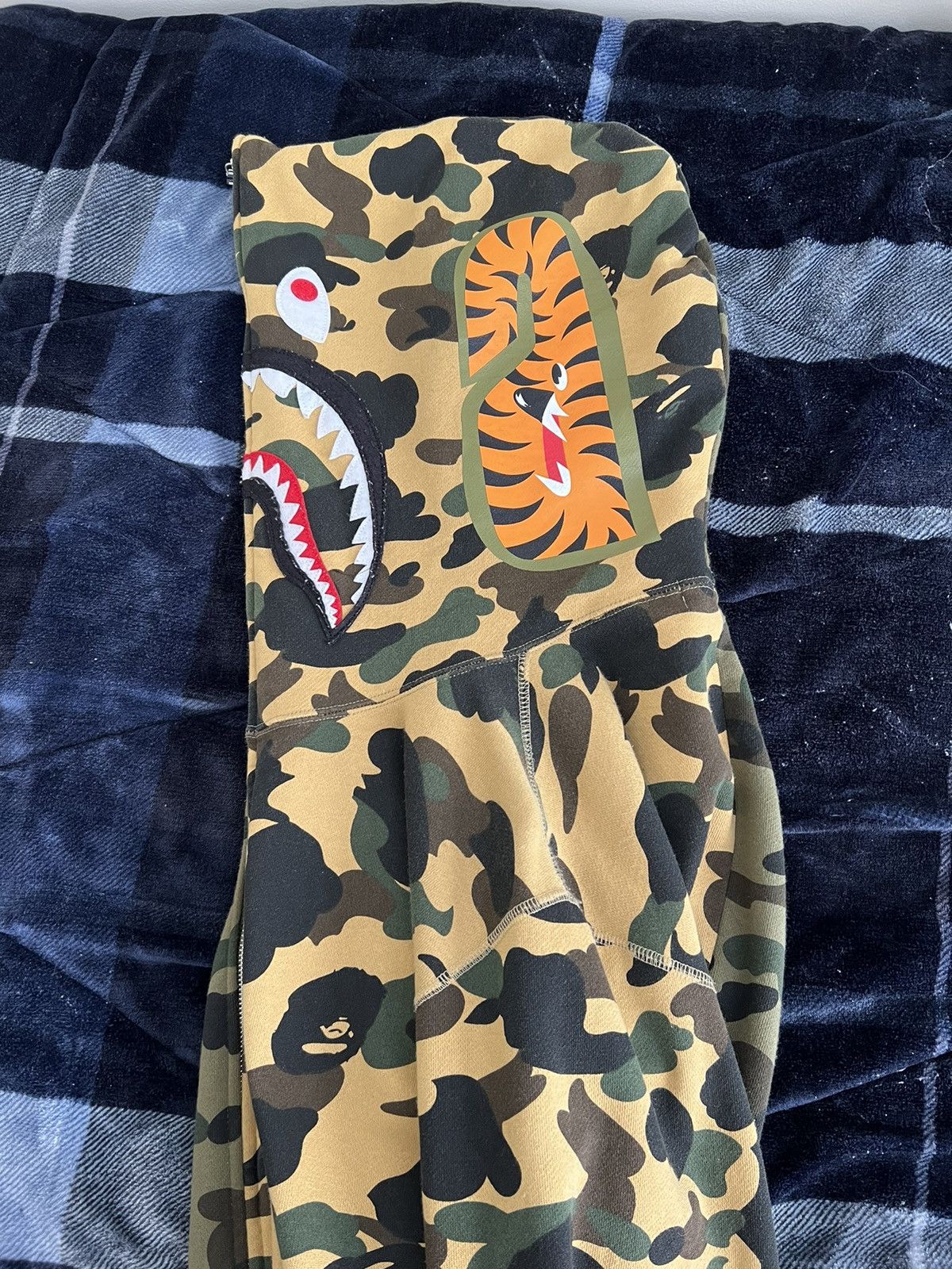 BAPE1st Camo Half Shark Full Zip Hoodie Green/Yellow