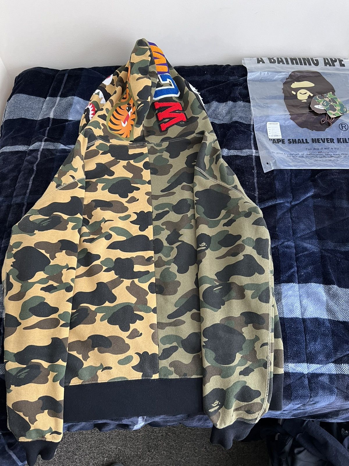BAPE1st Camo Half Shark Full Zip Hoodie Green/Yellow