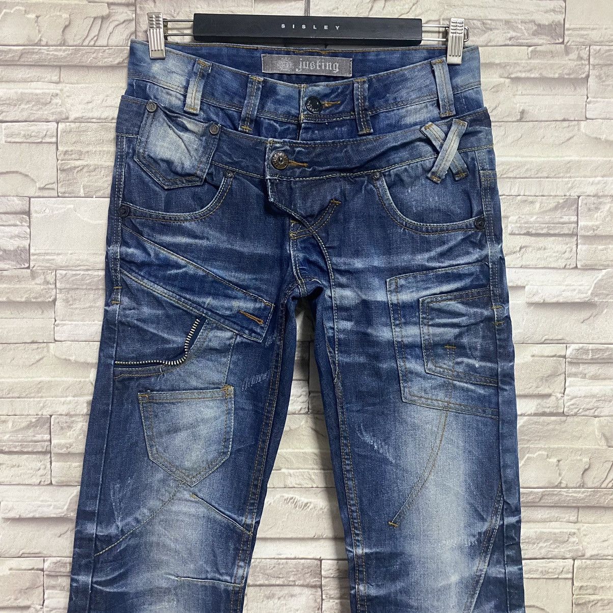 Japanese Brand Justing Jeans Denim Double Waist Nice Design Size US 29 - 4 Thumbnail