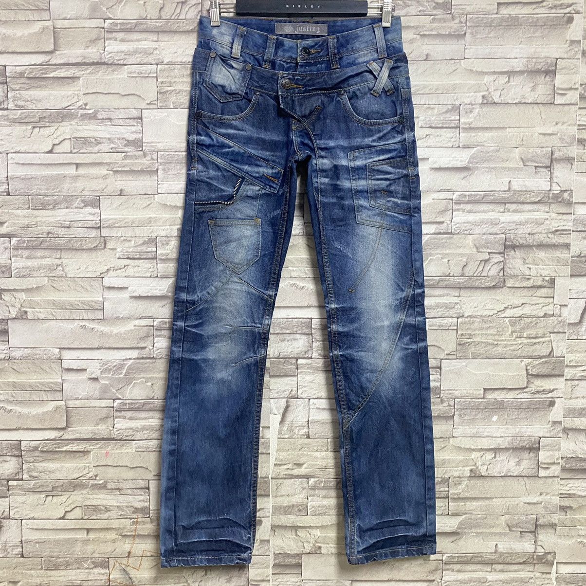 Japanese Brand Justing Jeans Denim Double Waist Nice Design Size US 29 - 3 Thumbnail