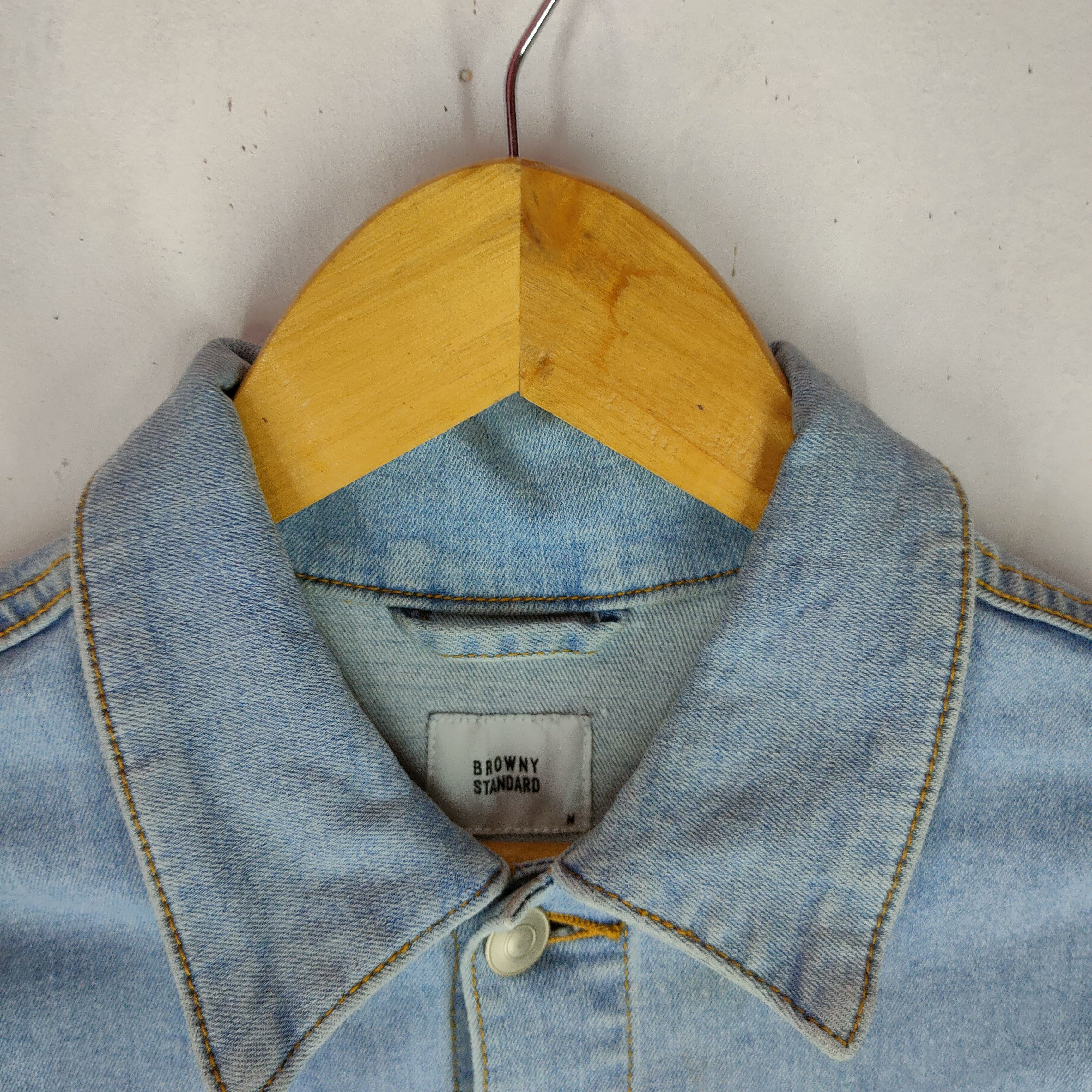 Japanese Brand BROWNY Blue DENIM JACKET Stretch Standard Fit Button Size M / US 6-8 / IT 42-44 - 5 Thumbnail