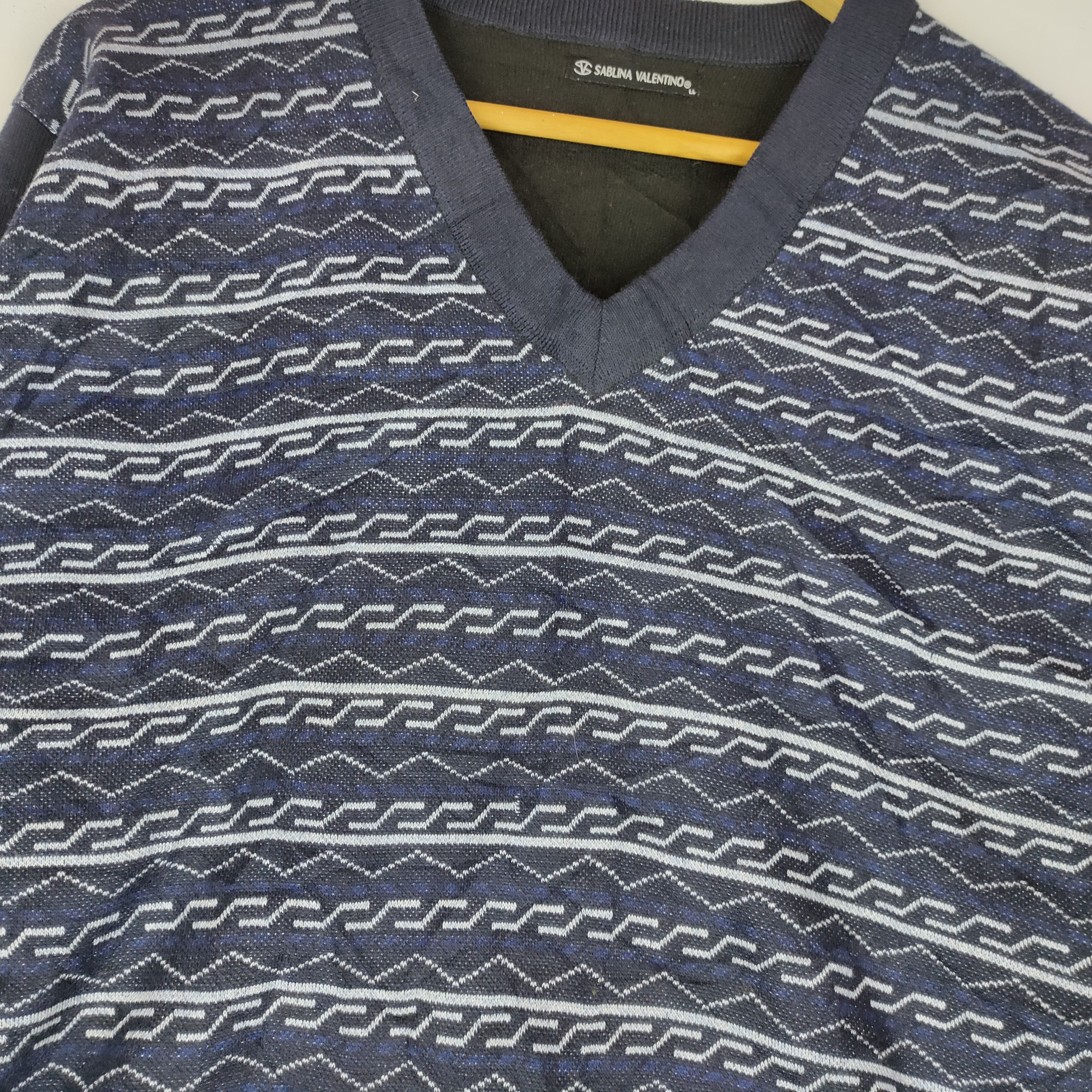 Other SABLINA VALETINO V Neck Rare Pattern 90s Sweatshirt Size US M / EU 48-50 / 2 - 2 Thumbnail
