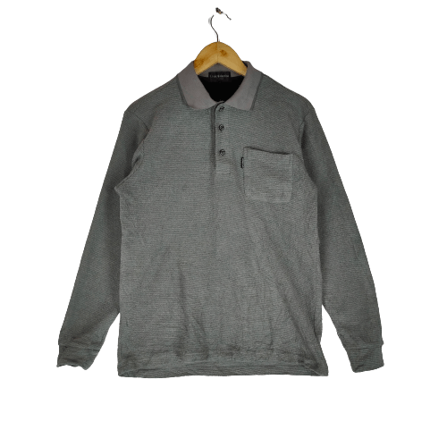 image of Designer Louis Valentino Homme Fleece Msize Long Sleeve Polo, Men's (Size Medium)