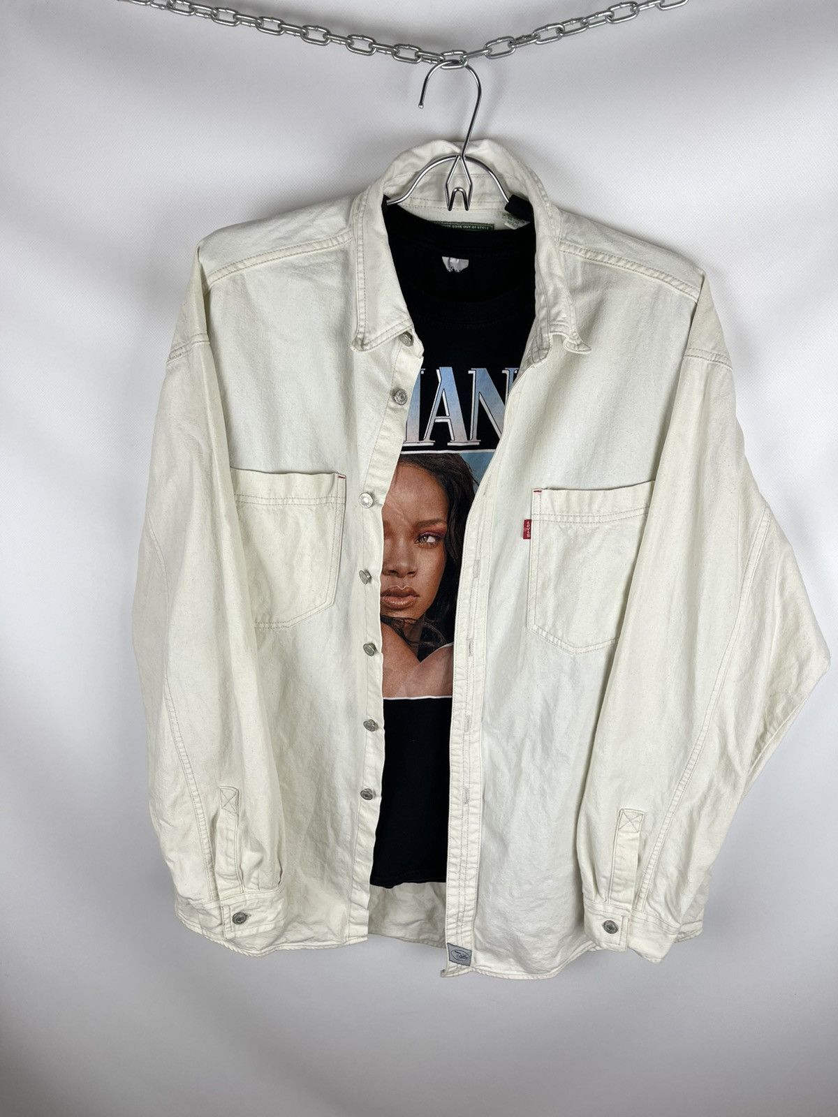 Levi's × Levi's Vintage Clothing Levi’s vintage 90s white button up oversized overshirt shirt Size US L / EU 52-54 / 3 - 8 Thumbnail