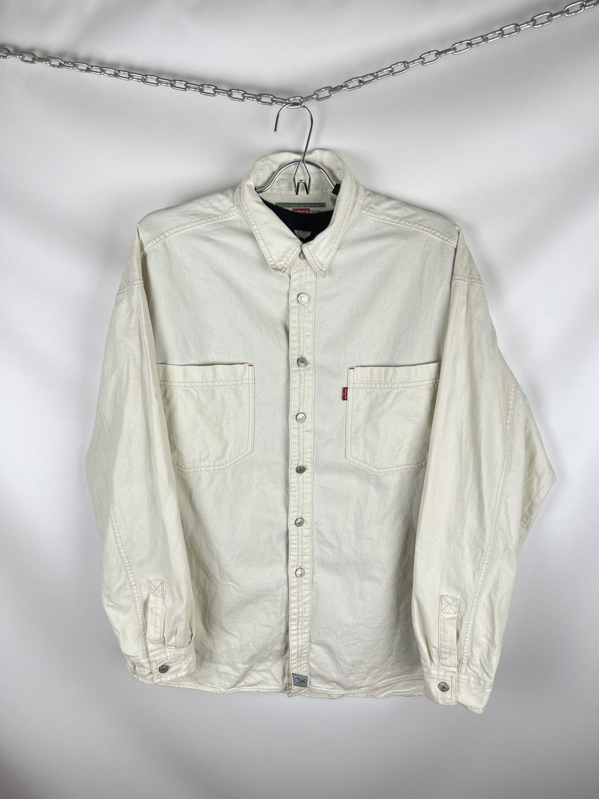 Levi's × Levi's Vintage Clothing Levi’s vintage 90s white button up oversized overshirt shirt Size US L / EU 52-54 / 3 - 11 Thumbnail