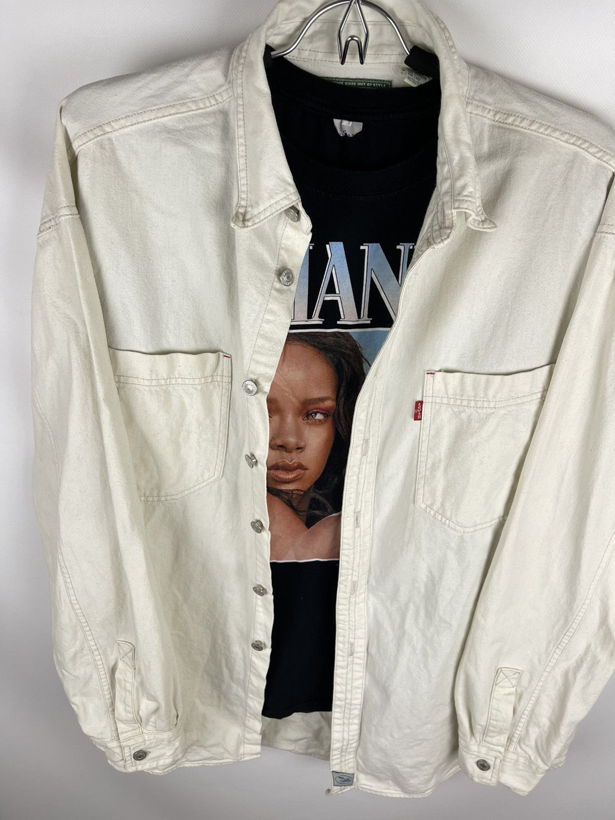 Levi's × Levi's Vintage Clothing Levi’s vintage 90s white button up oversized overshirt shirt Size US L / EU 52-54 / 3 - 7 Thumbnail