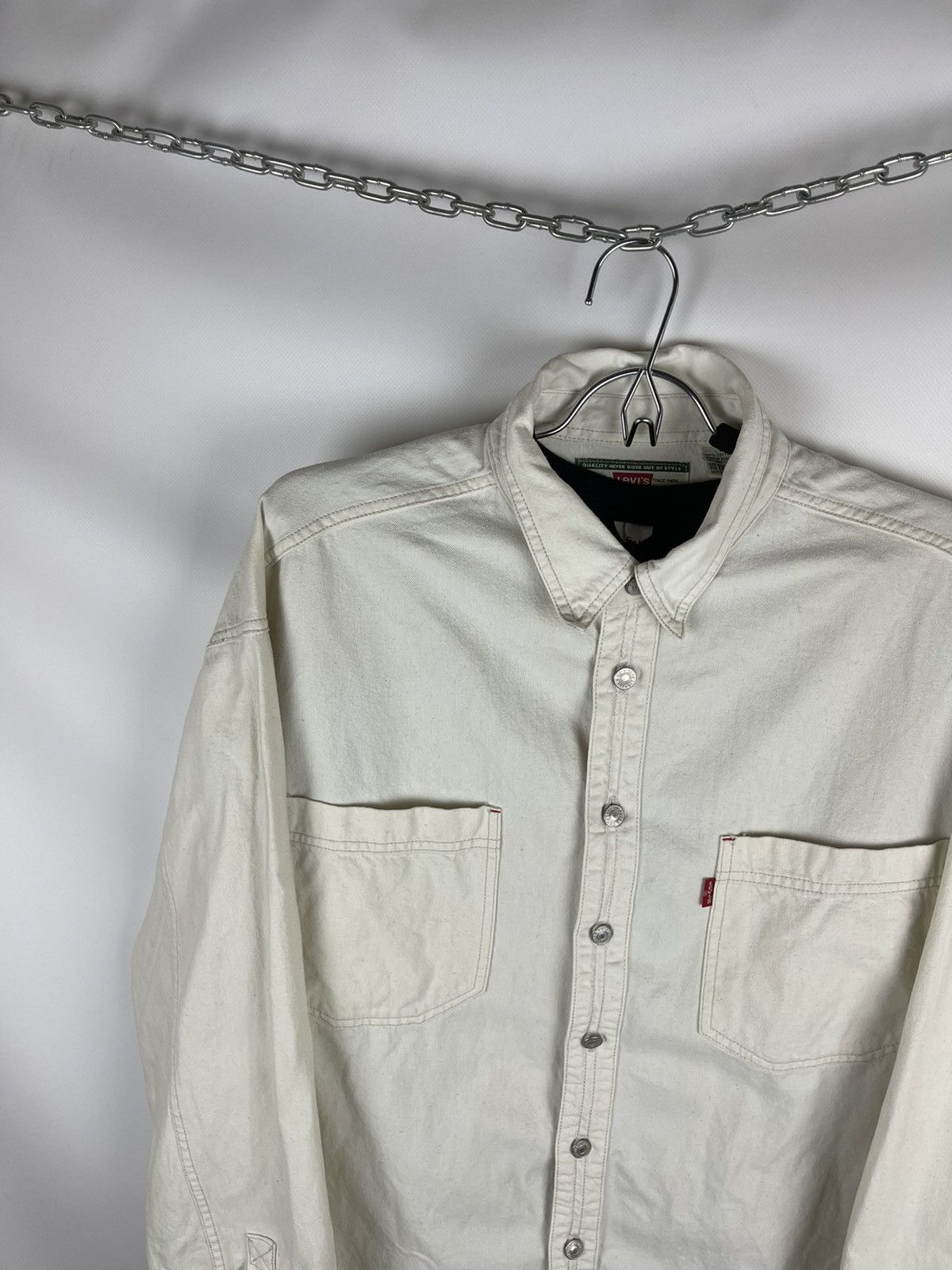 Levi's × Levi's Vintage Clothing Levi’s vintage 90s white button up oversized overshirt shirt Size US L / EU 52-54 / 3 - 12 Thumbnail