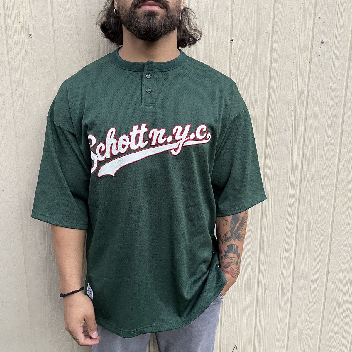 Schott NYC Mesh Baseball Jersey Shirt