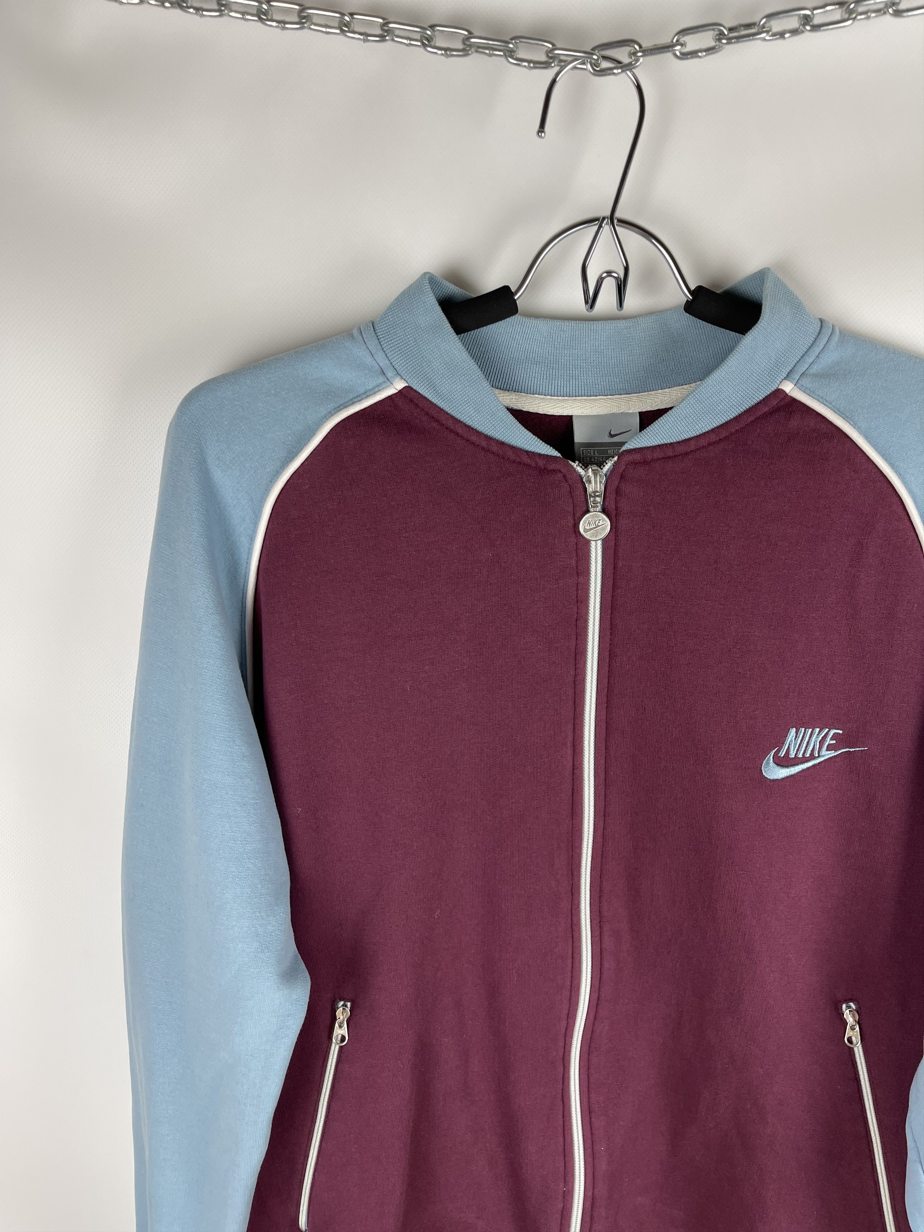 Nike Nike vintage y2k burgundy blue bomber jacket Size US L / EU 52-54 / 3 - 2 Thumbnail