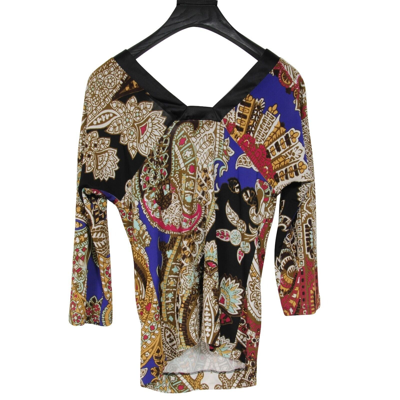 Just Cavalli Corset V Neck Blouse Tan Mozaic Print Top y2k Vibe Size M / US 6-8 / IT 42-44 - 2 Thumbnail