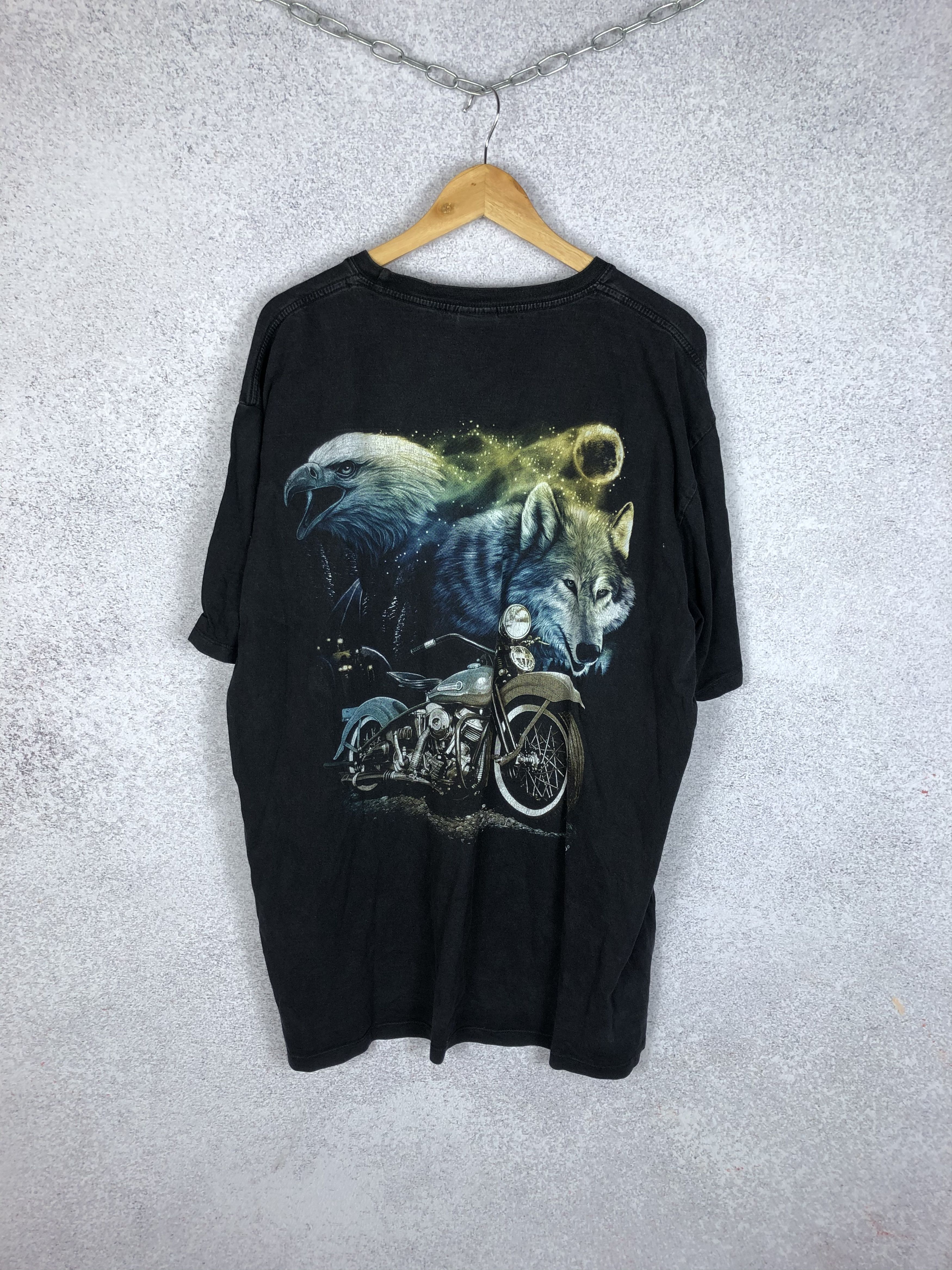 Band Tees American Vintage 90s Wolf EAGLES BIKE Overprint Tee Size US XXL / EU 58 / 5 - 2 Thumbnail